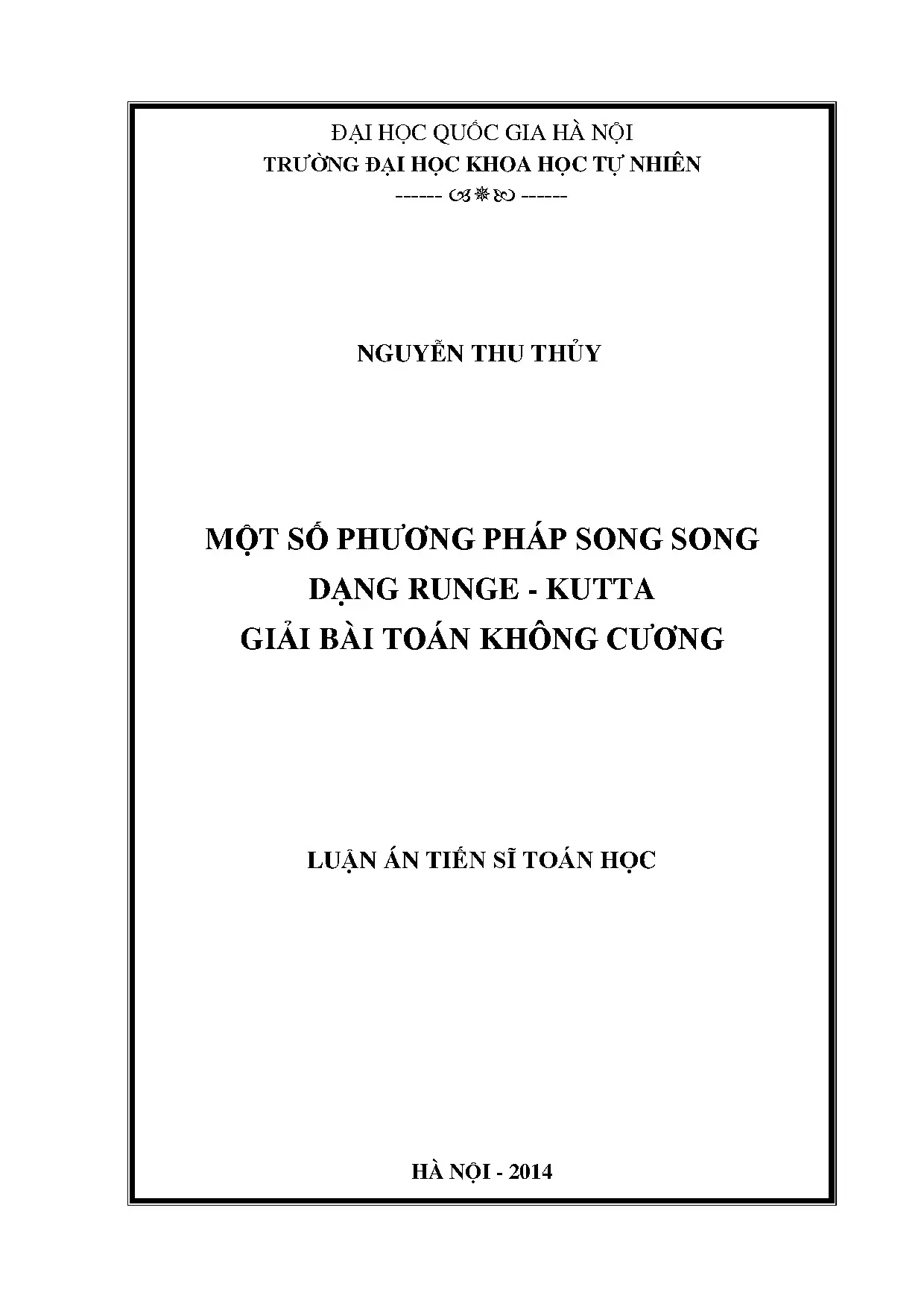 Phương pháp Runge-Kutta song song giải bài toán không cương