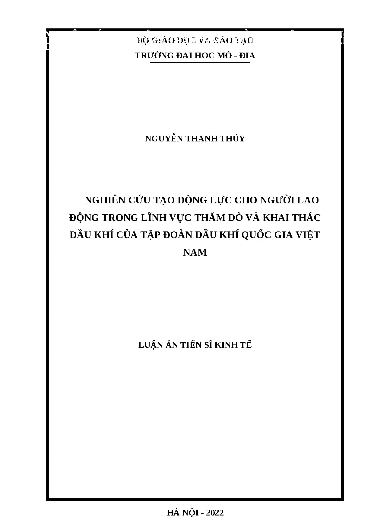 Luận án tiến sĩ kinh tế đề tài nghiên cứu tạo động lực cho n