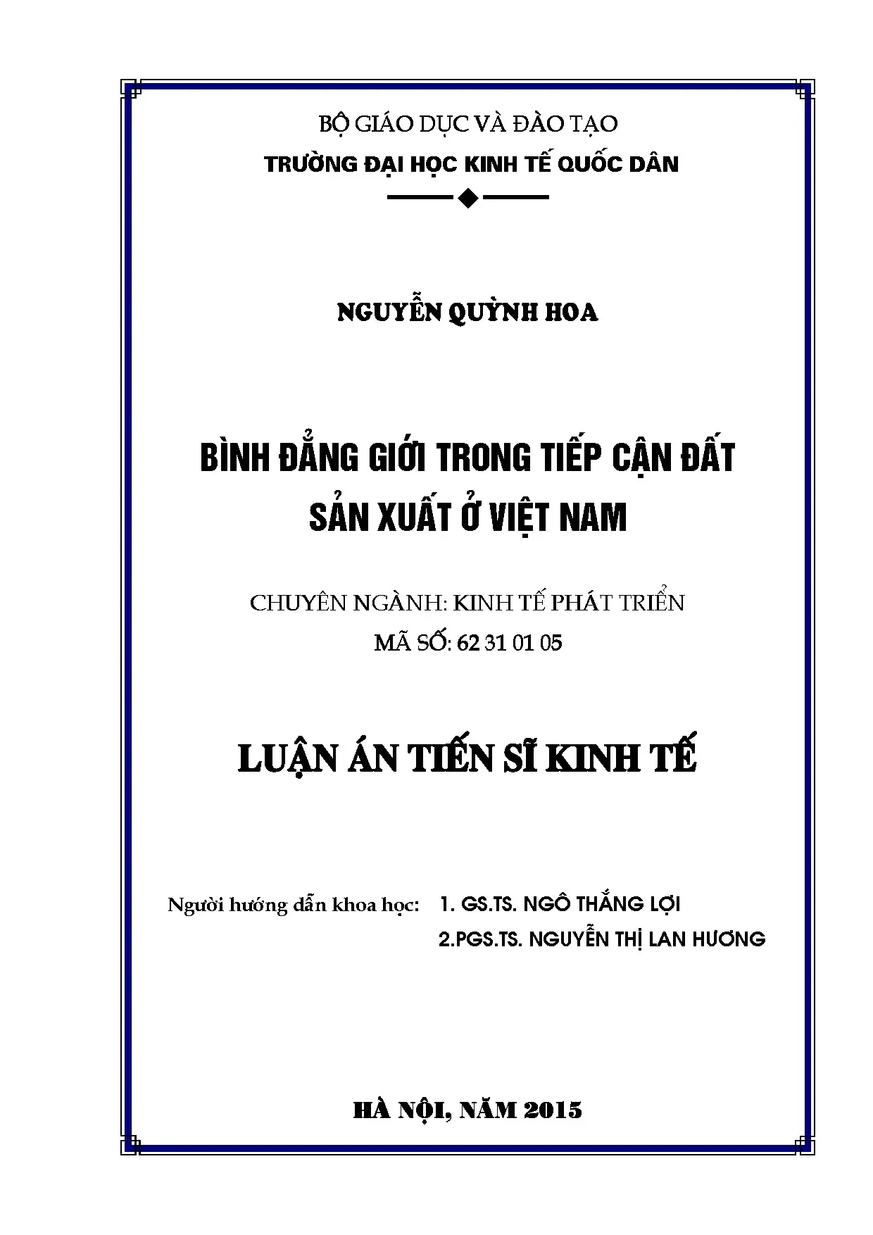 Bình đẳng giới tiếp cận đất sản xuất Việt Nam