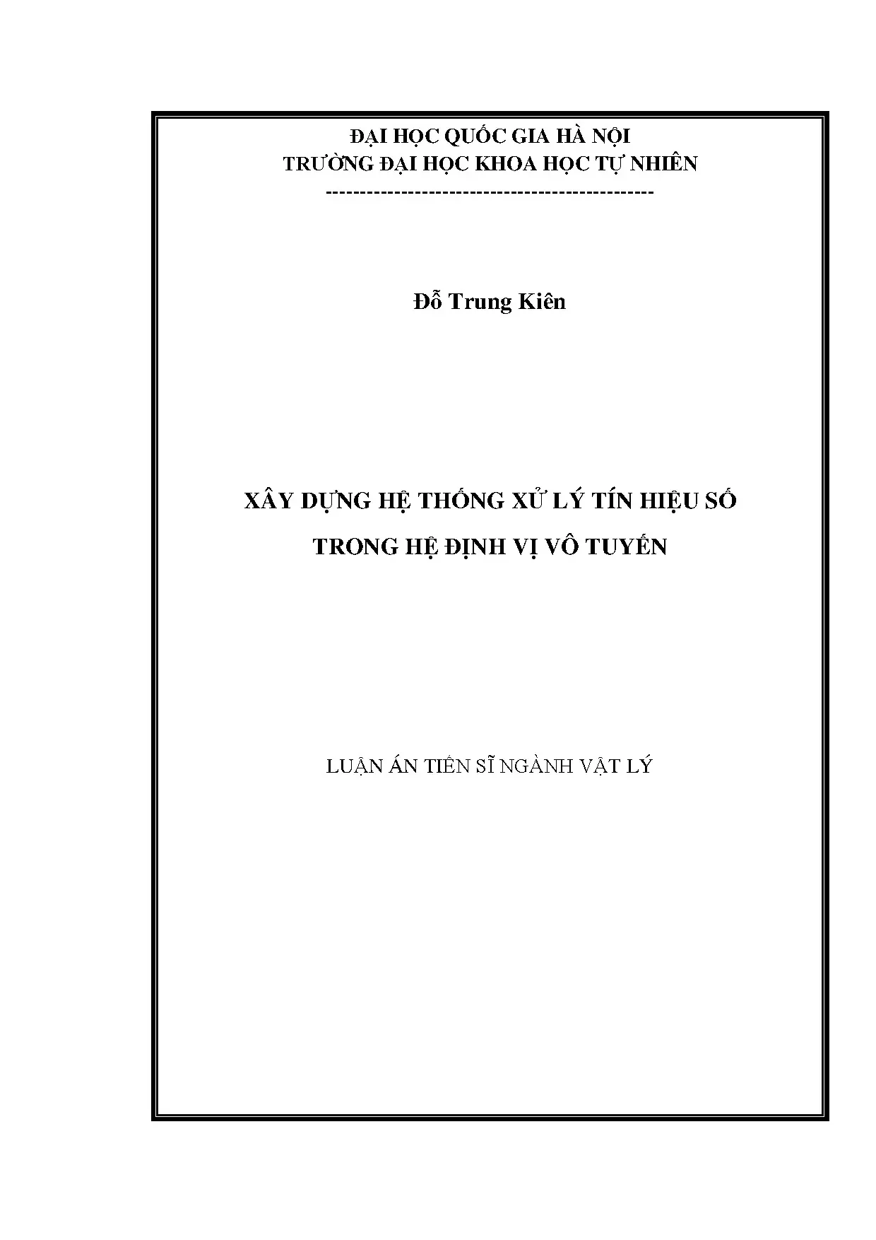 Luận án tiến sĩ xây dựng hệ thống xử lý tín hiệu số trong hệ