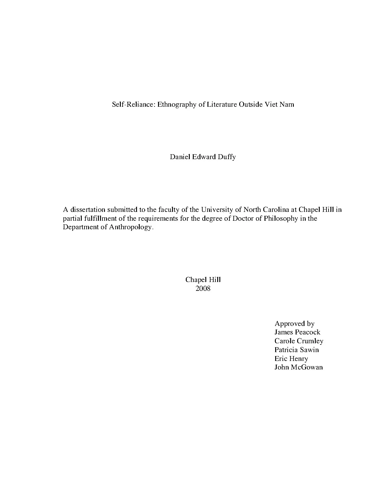 Dissertation daniel edward duffy anthropology 2008
