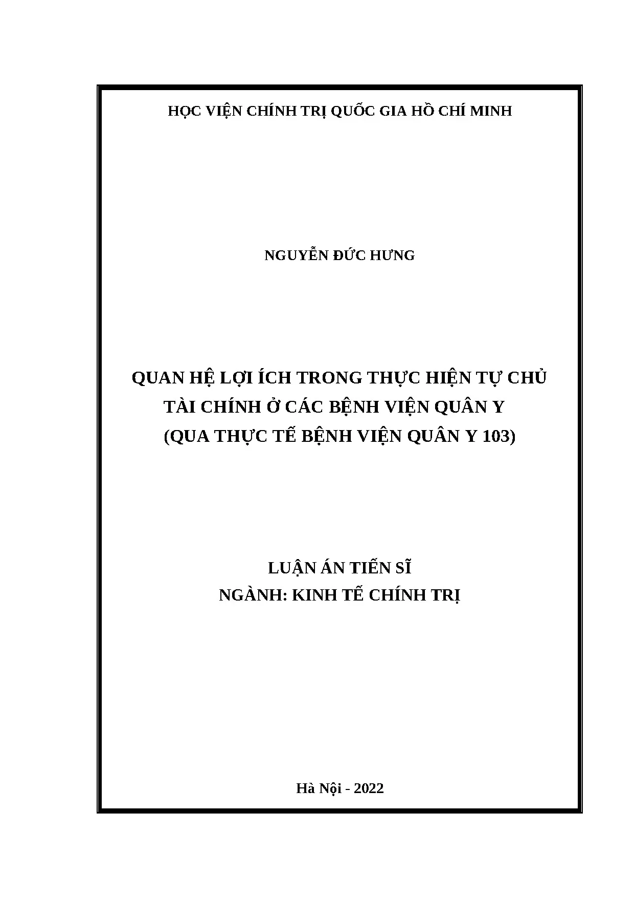 Luận án tiến sĩ kinh tế chính trị đề tài quan hệ lợi ích tro