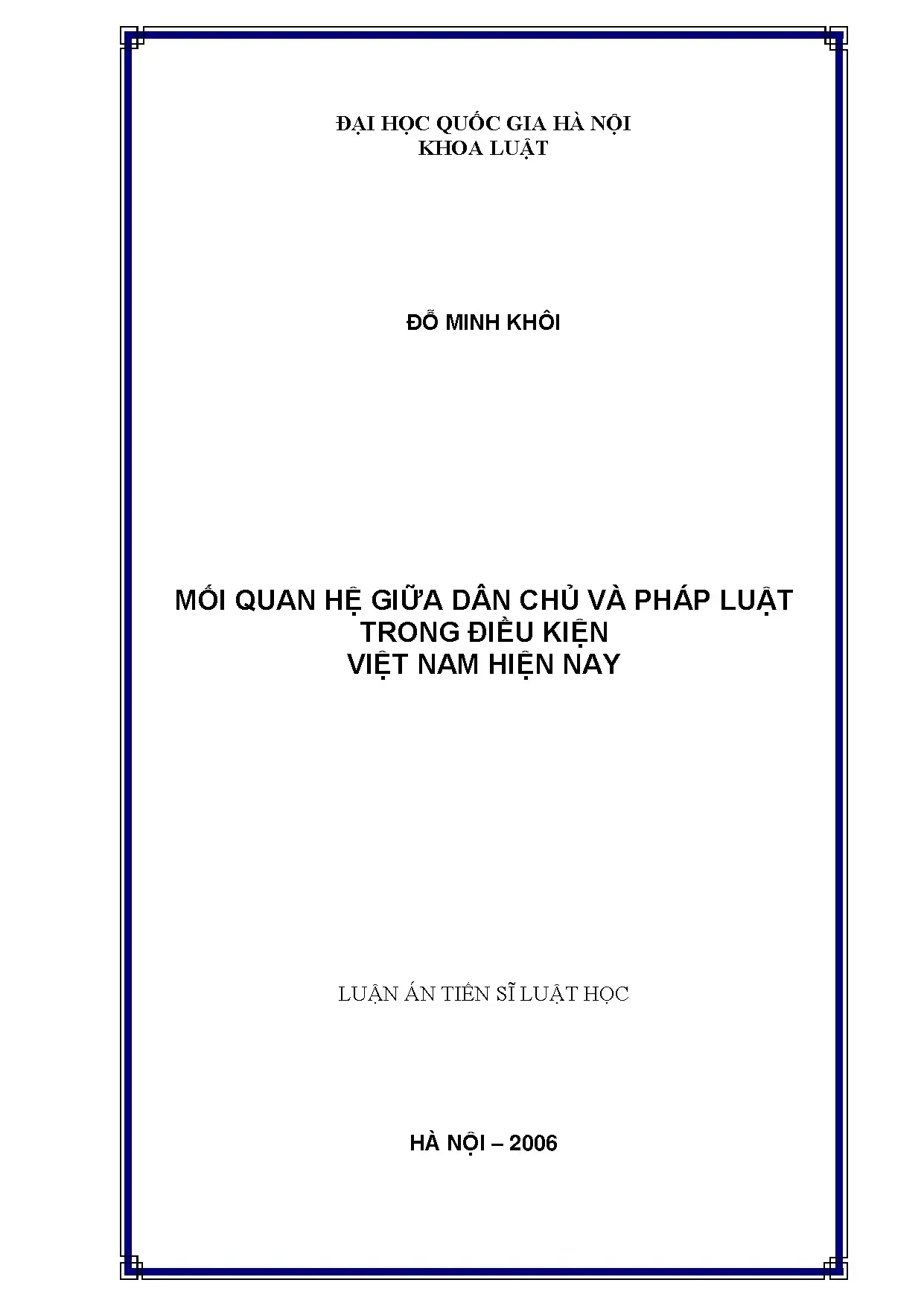 Luận văn thạc sĩ mối quan hệ giữa dân chủ và pháp luật trong
