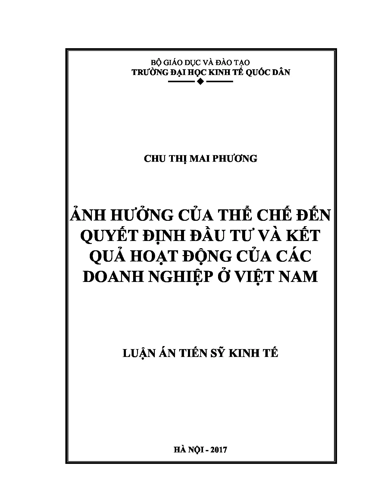 Ảnh hưởng thể chế đến đầu tư & kết quả doanh nghiệp Việt Nam