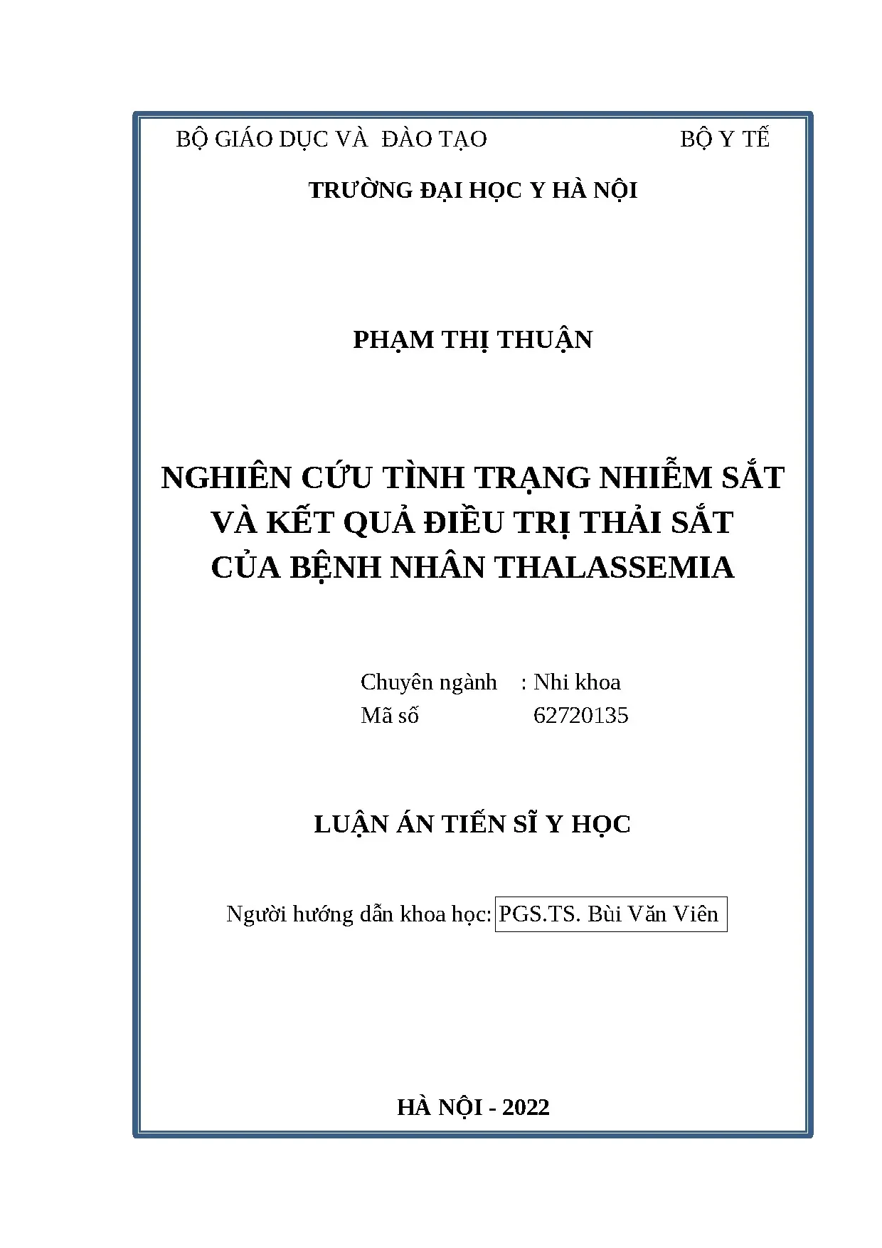 Tình trạng nhiễm sắt & điều trị thải sắt ở bệnh nhân Thalassemia