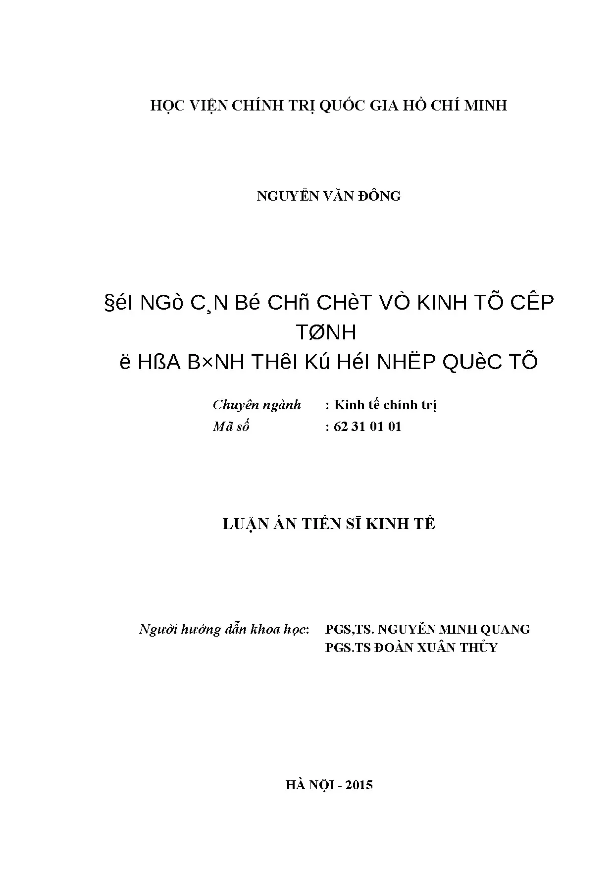 Luận án tiến sĩ đội ngũ cán bộ chủ chốt về kinh tế cấp tỉnh
