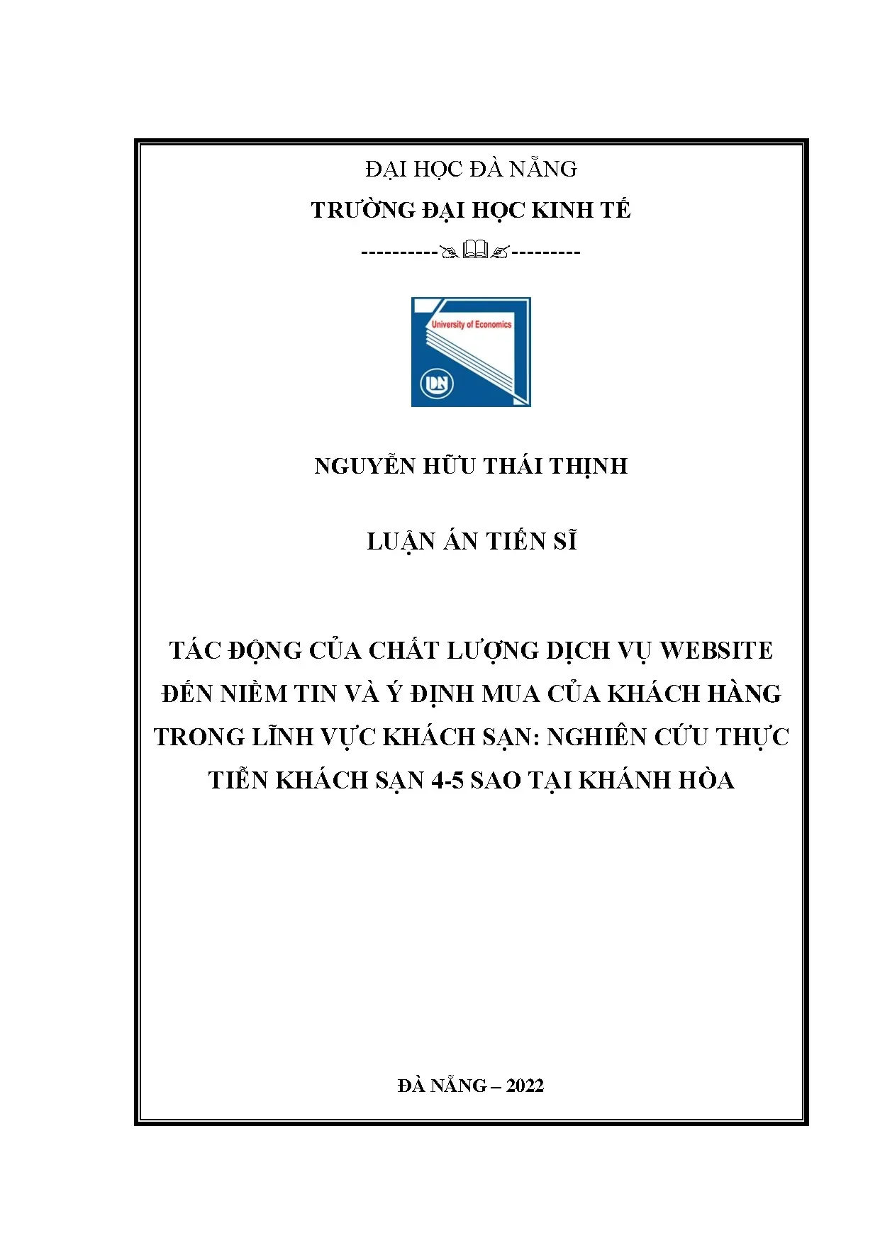 Luận án tiến sĩ tác động của chất lượng dịch vụ website đến