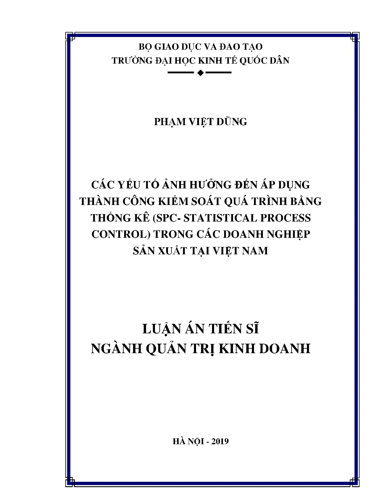 Luận án tiến sĩ các yếu tố ảnh hưởng đến áp dụng thành công