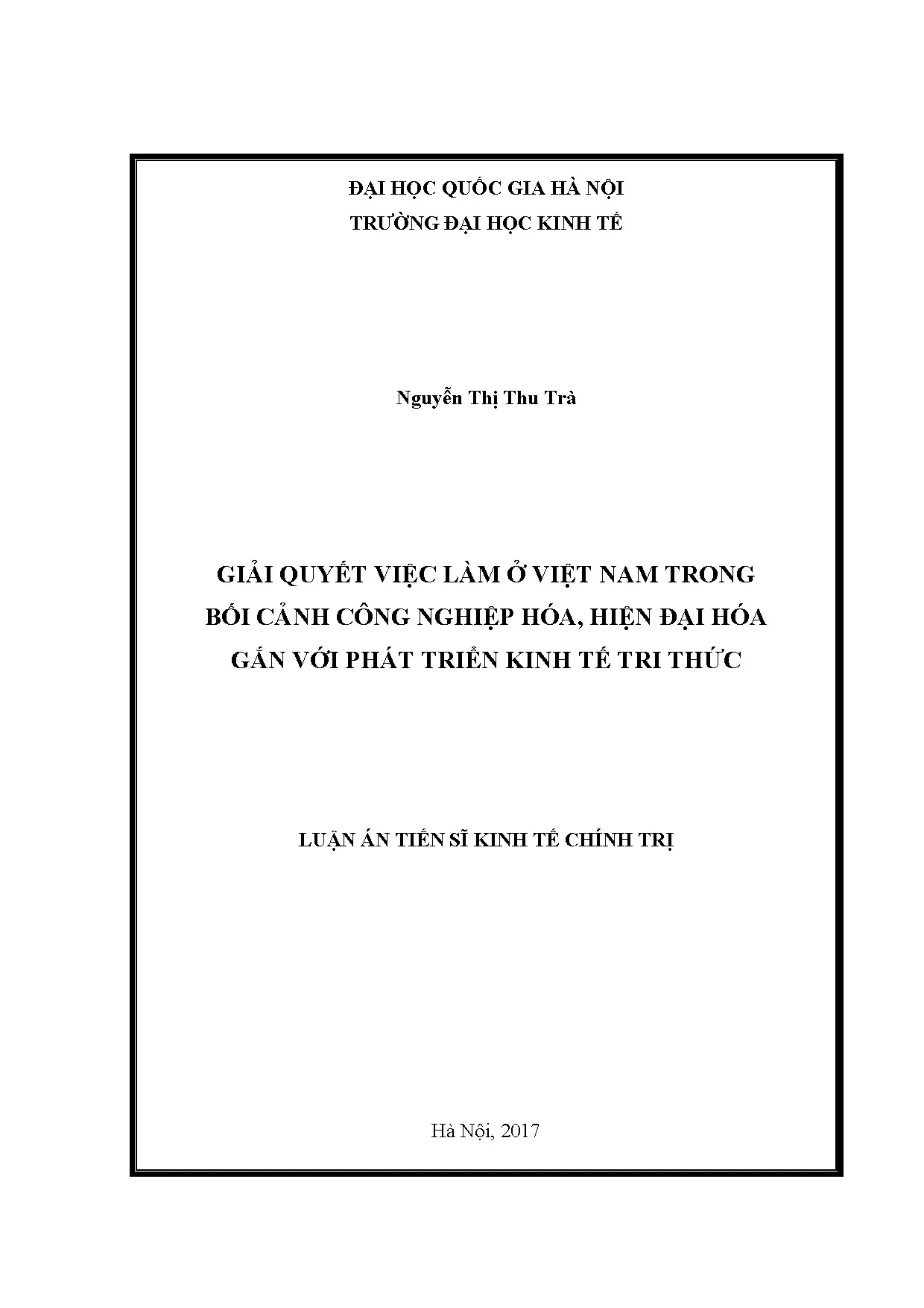 Giải quyết việc làm ở Việt Nam: Công nghiệp hóa, kinh tế tri thức