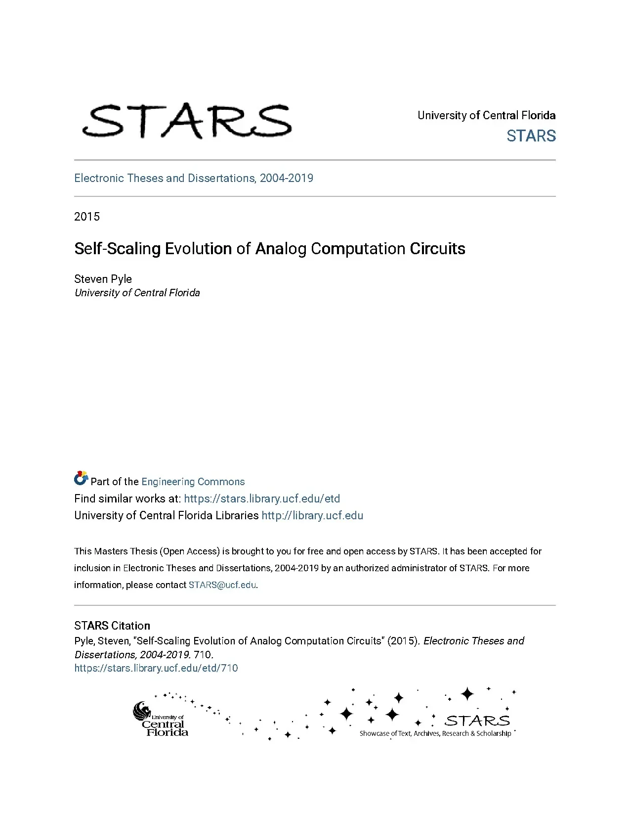 Self scaling evolution of analog computation circuits