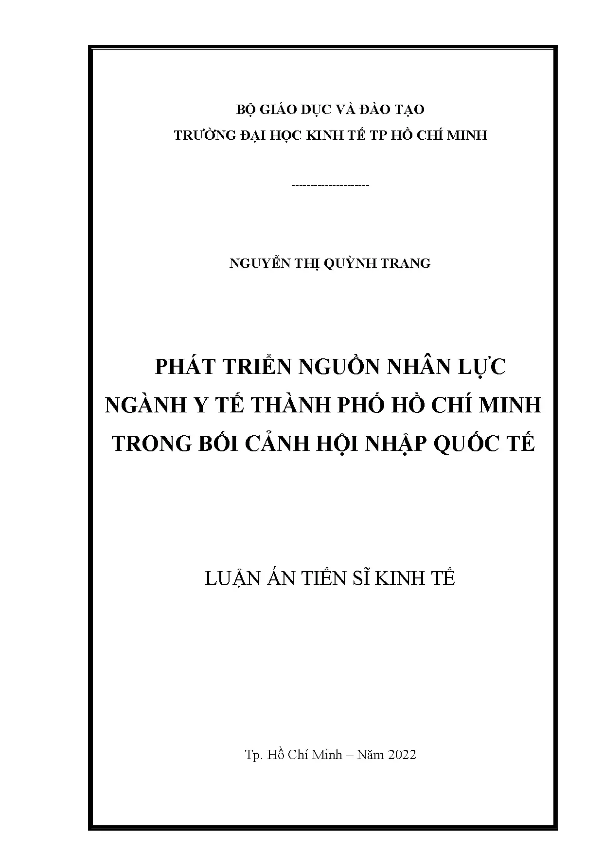 Phát triển nhân lực y tế TP.HCM hội nhập quốc tế