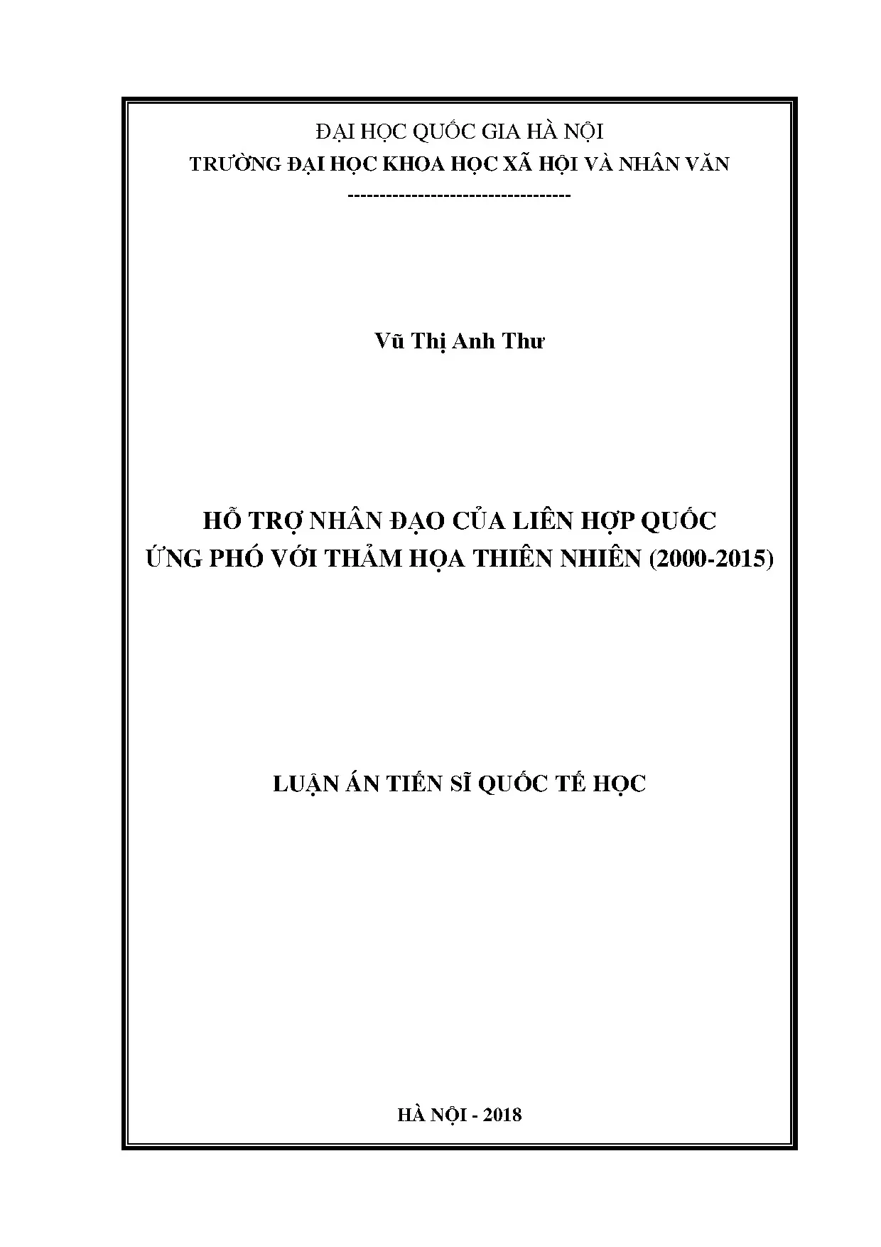 Hỗ trợ nhân đạo của Liên Hợp Quốc ứng phó thảm họa thiên nhiên 2000-2015