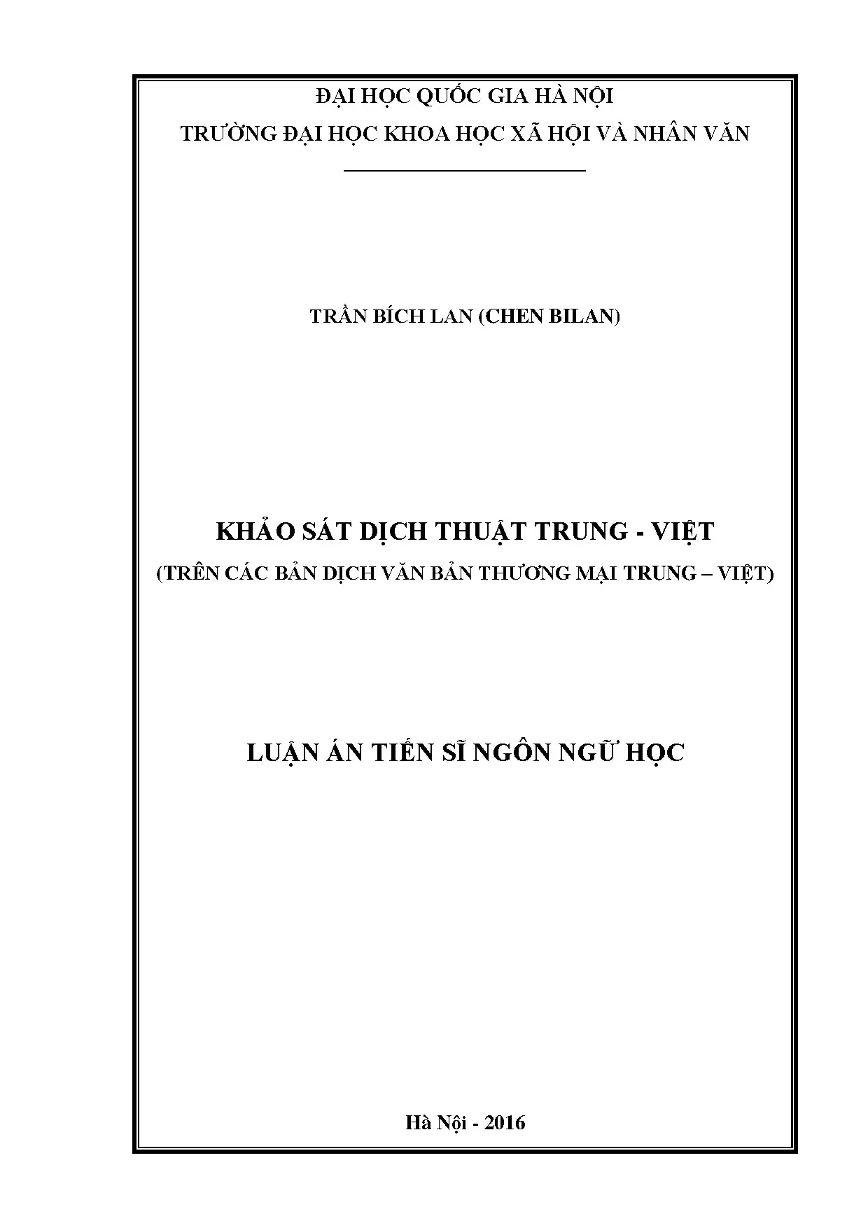 Khảo sát dịch thuật Trung - Việt trong văn bản thương mại
