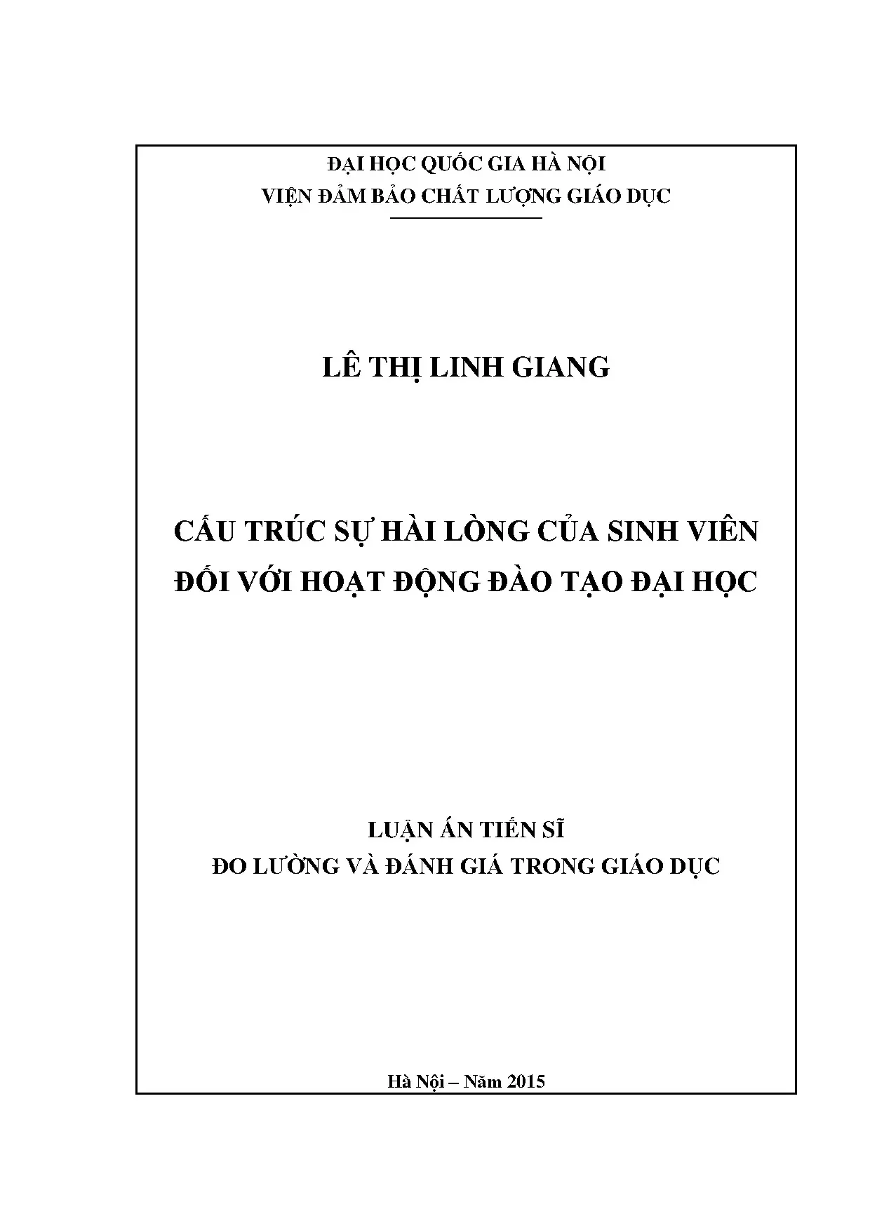 Cấu trúc sự hài lòng của sinh viên với đào tạo đại học
