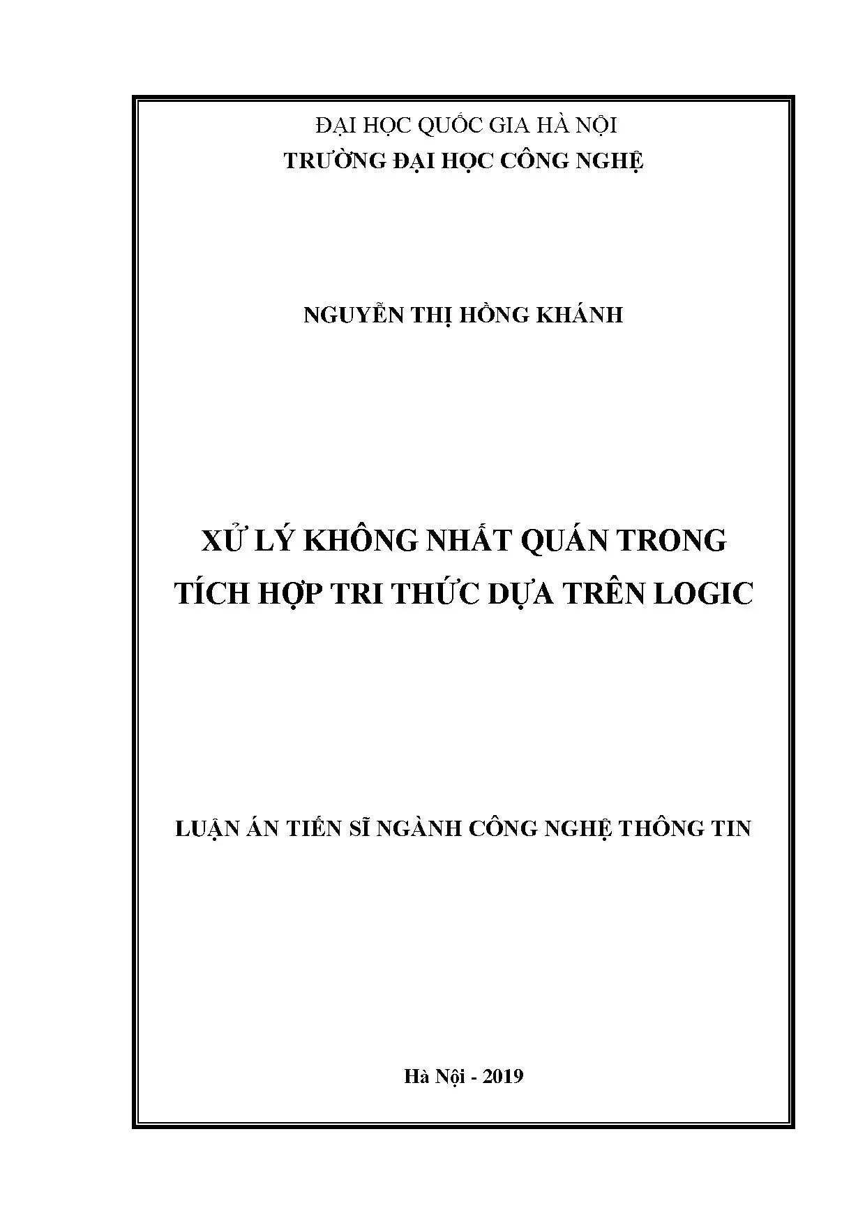 Luận án tiến sĩ xử lý không nhất quán trong tích hợp tri thứ