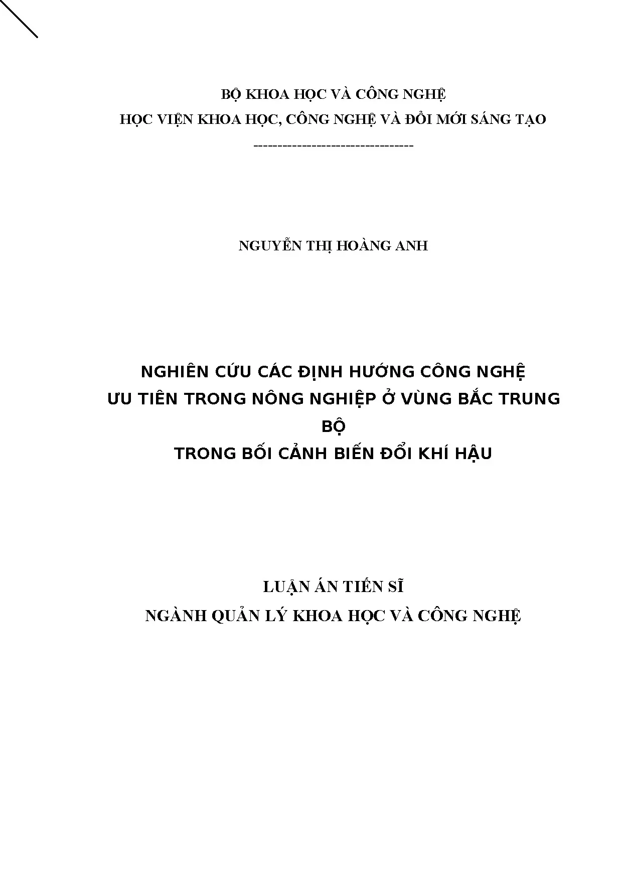 Định hướng công nghệ ưu tiên nông nghiệp Bắc Trung Bộ và biến đổi khí hậu