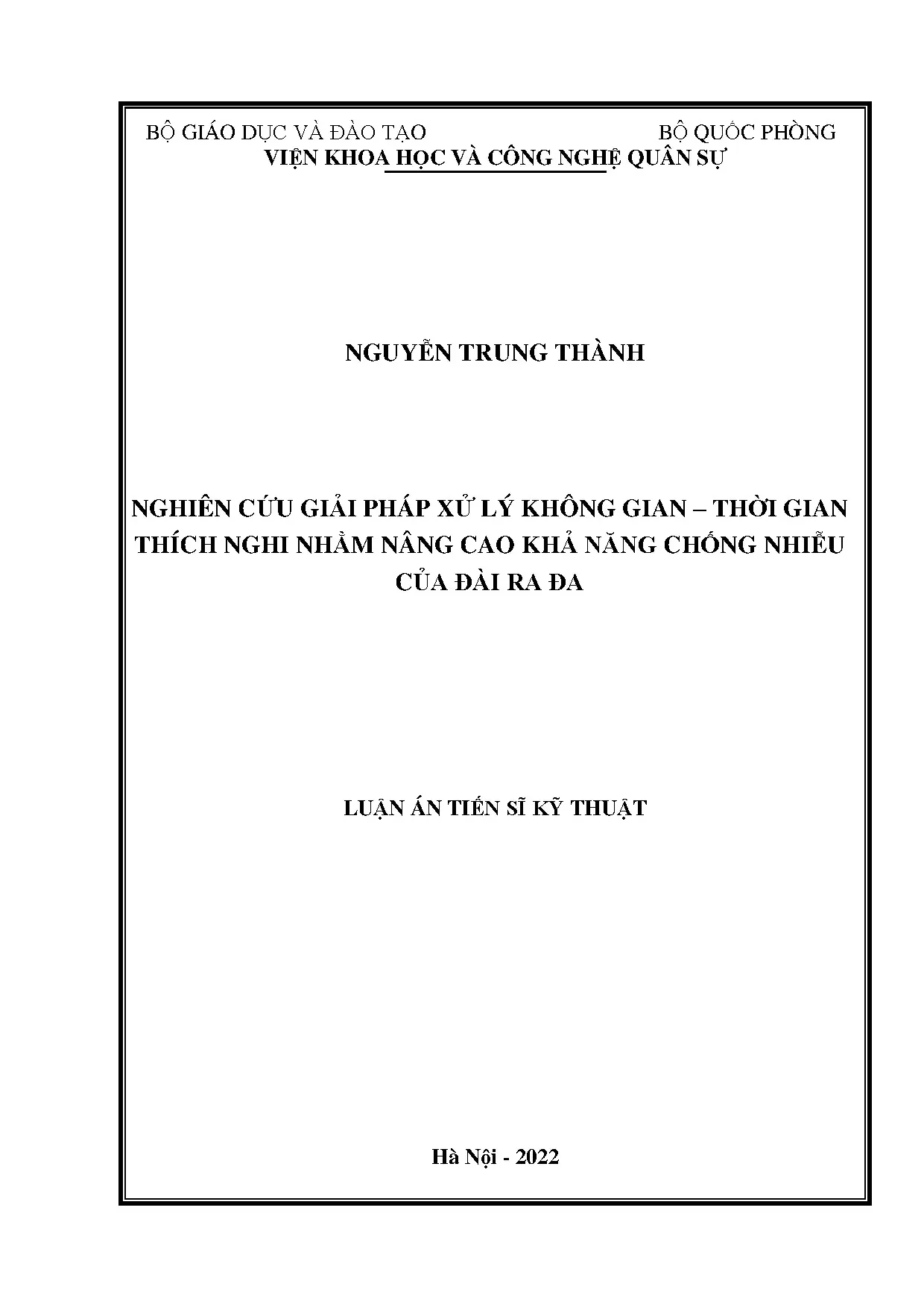 Giải pháp xử lý không gian-thời gian chống nhiễu radar
