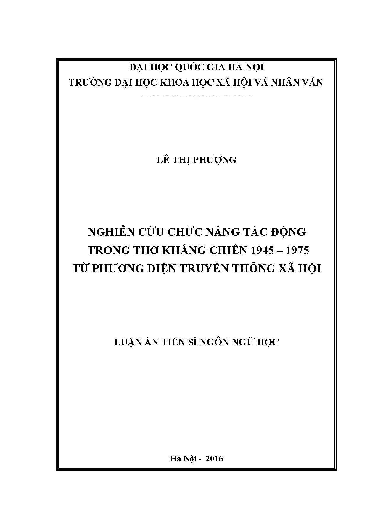 Luận án tiến sĩ nghiên cứu chức năng tác động trong thơ khán