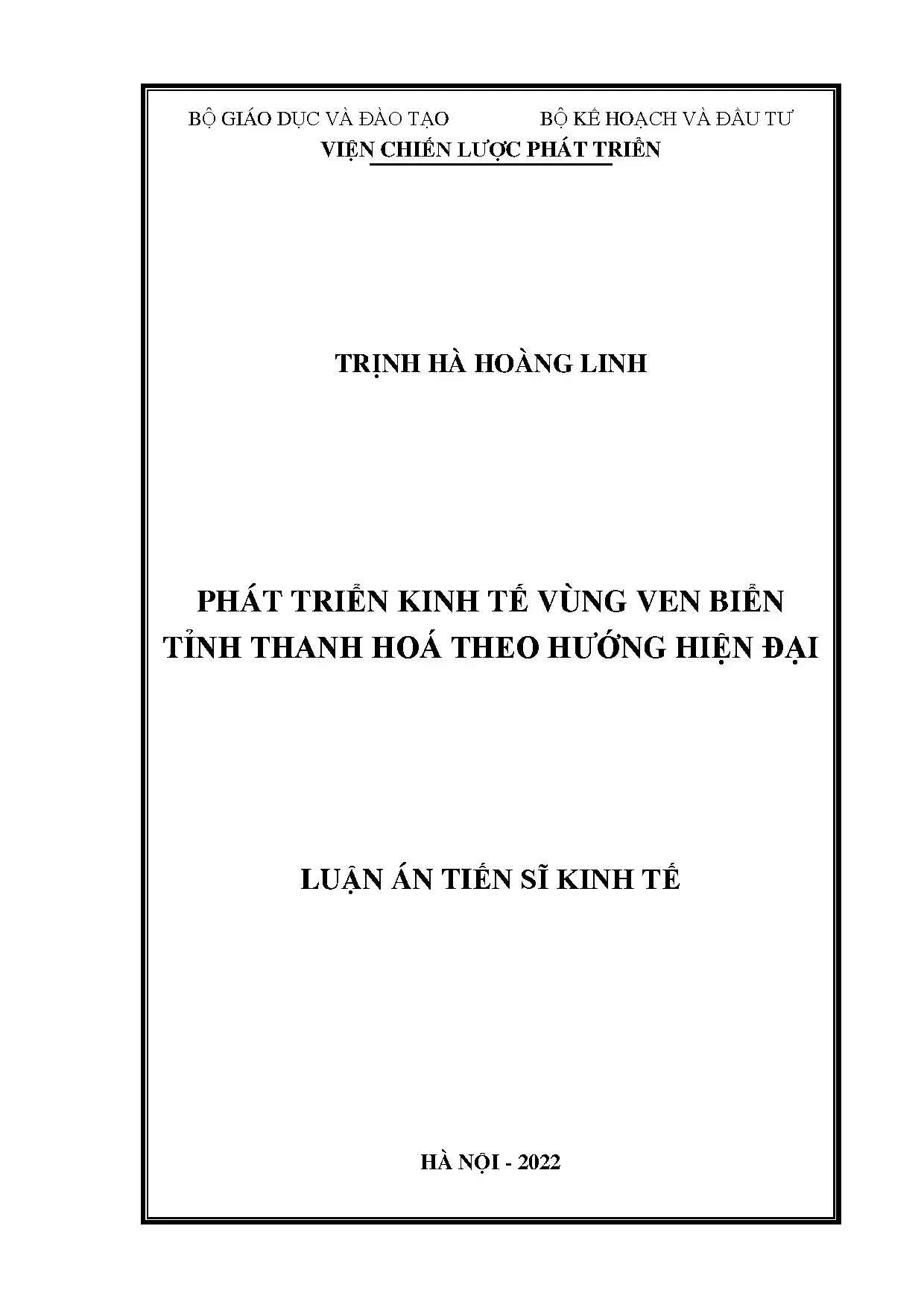 Phát triển kinh tế vùng ven biển tỉnh Thanh Hóa theo hướng hiện đại