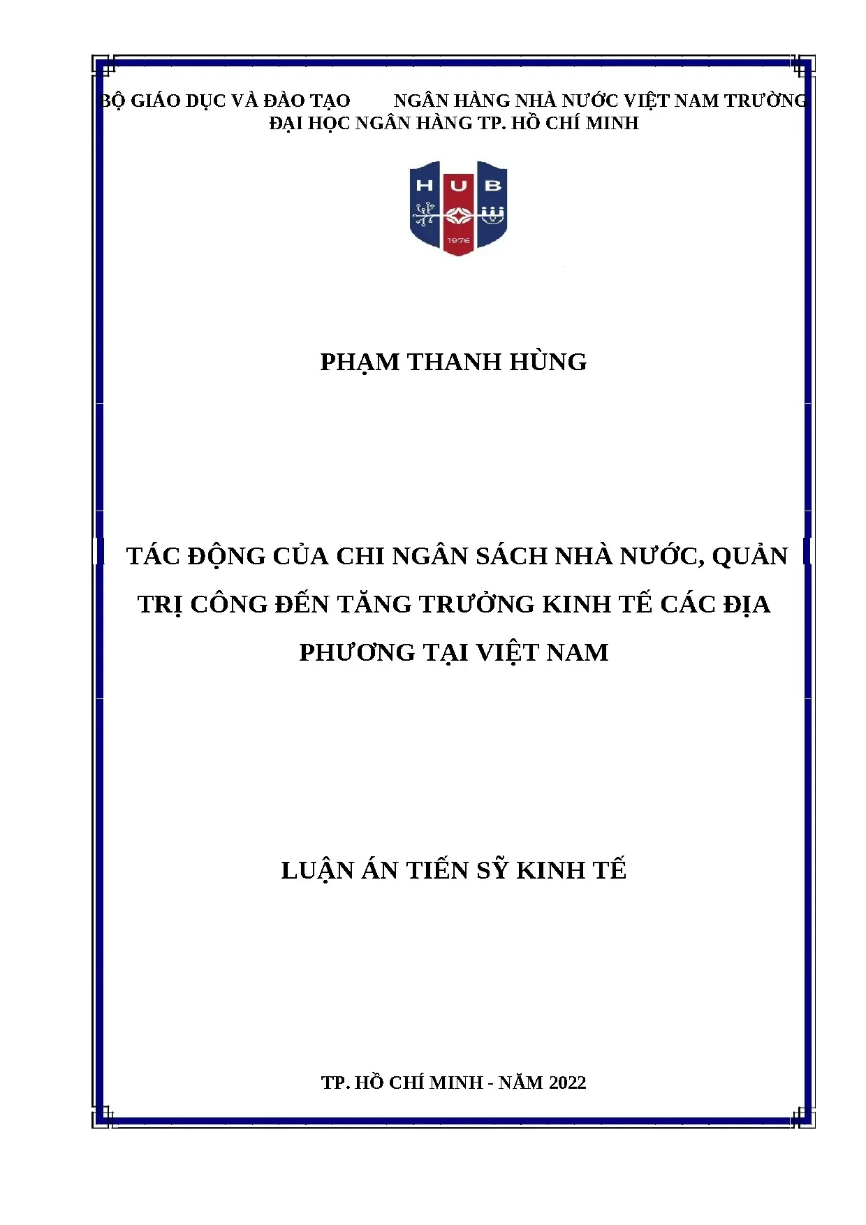 Pham thanh hung luận án bảo vệ cấp trường