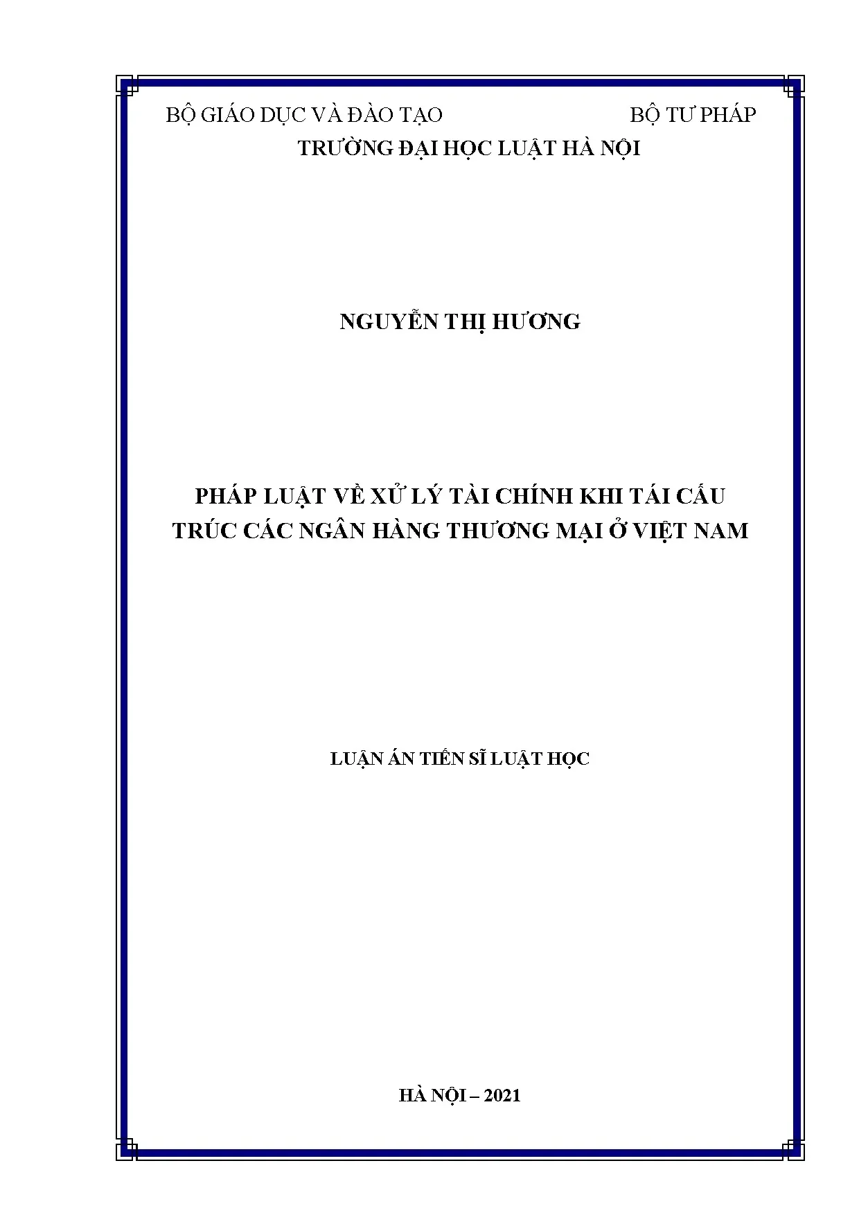 Luận án tiến sĩ pháp luật về xử lý tài chính khi tái cấu trú