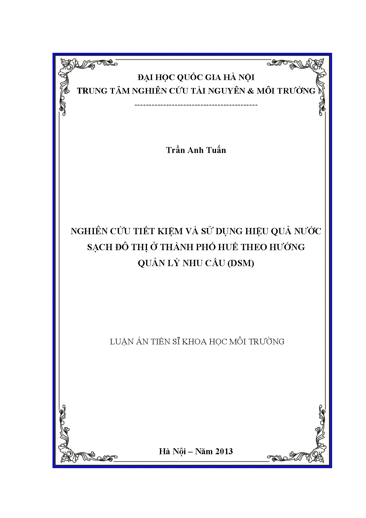 Tiết kiệm nước sạch đô thị Huế: Nghiên cứu DSM & môi trường