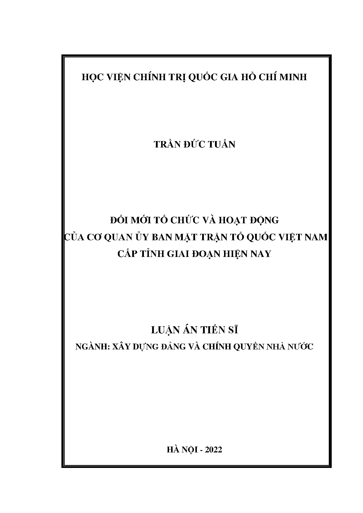 Đổi mới tổ chức và hoạt động Mặt trận Tổ quốc cấp tỉnh