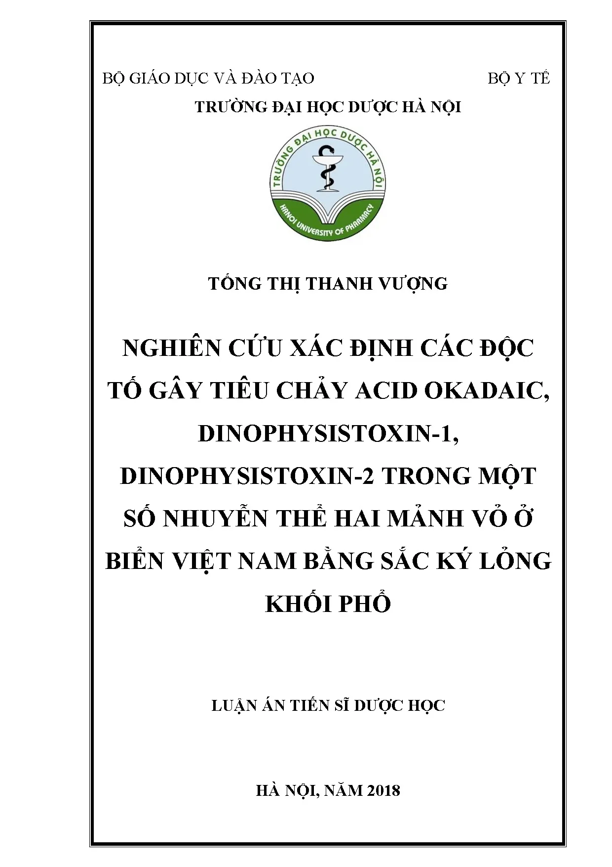 Tống thị thanh vượng nghiên cứu xác định các độc tố gây tiêu