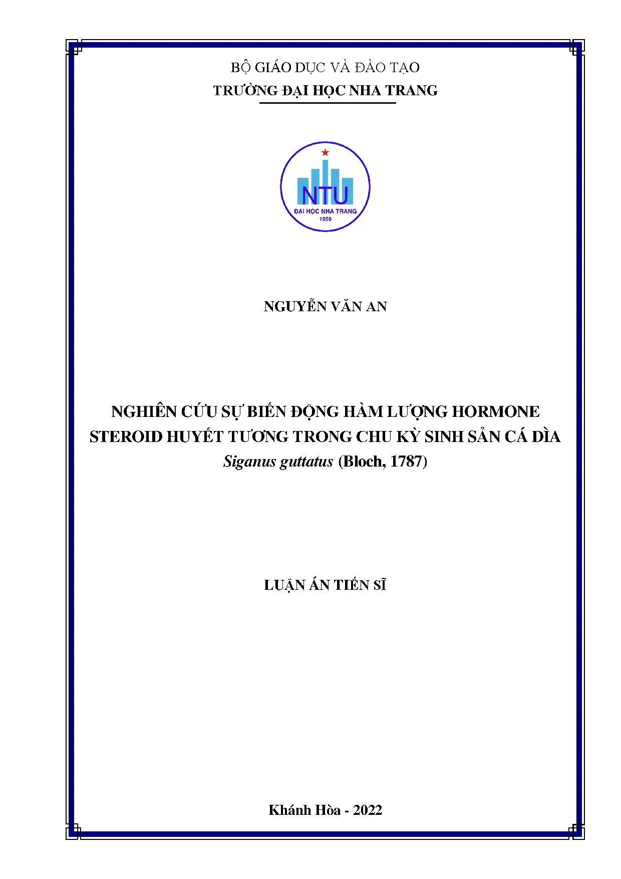 Hormone steroid cá dìa Siganus guttatus trong chu kỳ sinh sản