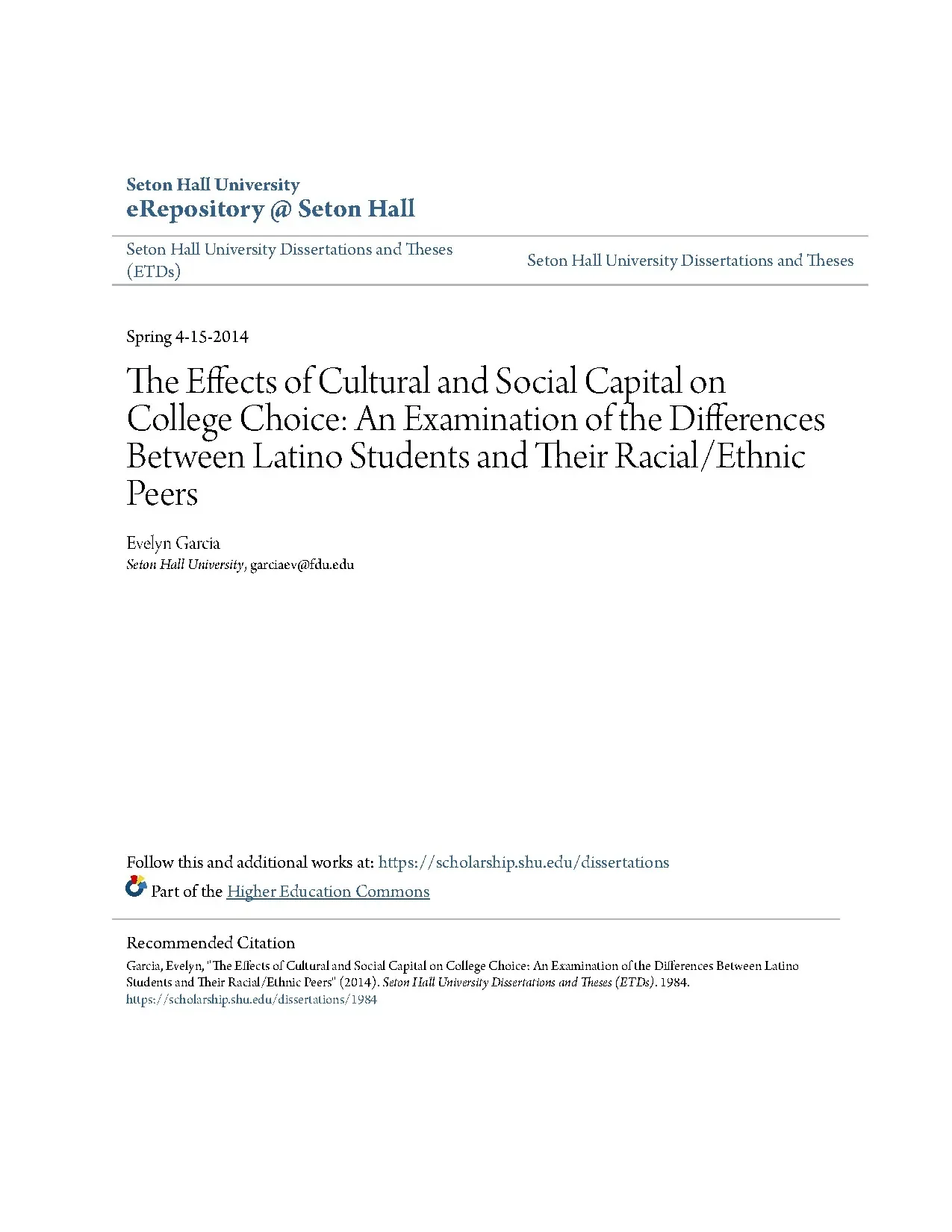 The effects of cultural and social capital on college choice