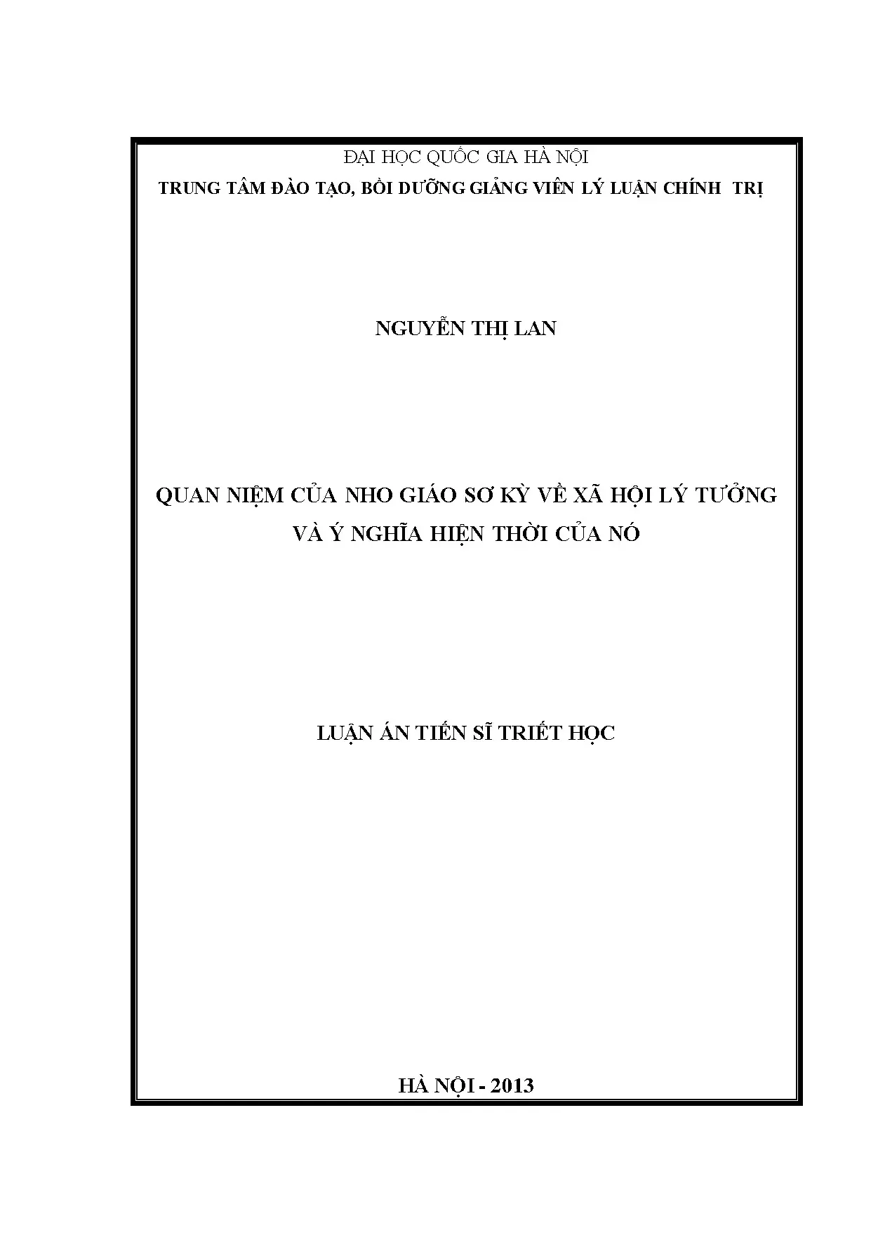 Quan niệm Nho giáo sơ kỳ về xã hội lý tưởng và ý nghĩa hiện thời