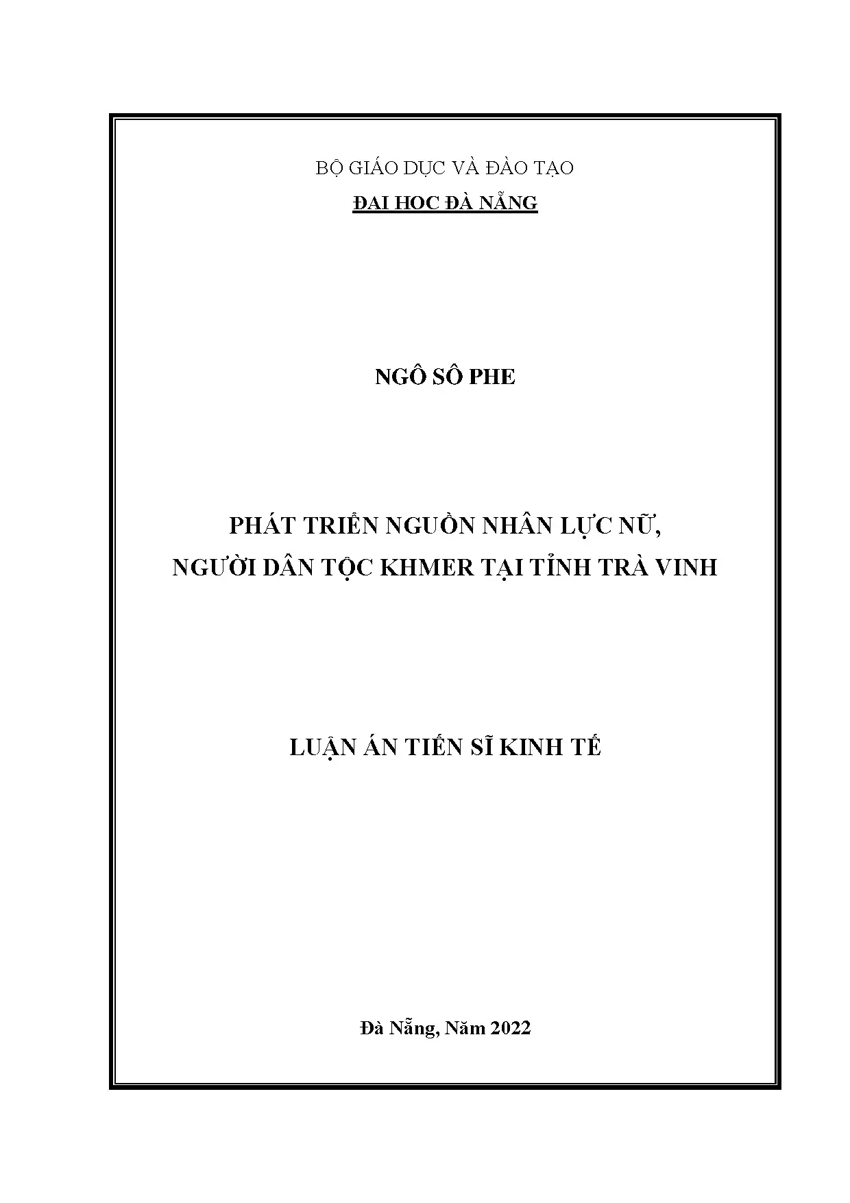 Phát triển nguồn nhân lực nữ dân tộc Khmer tỉnh Trà Vinh