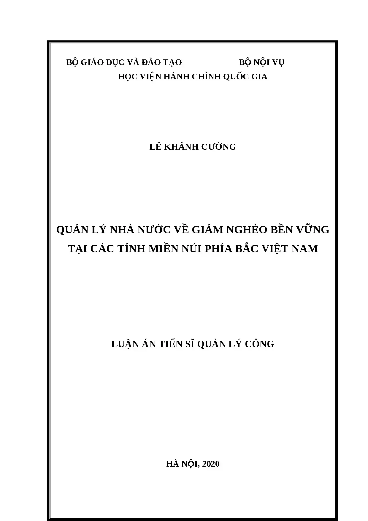 Luận án quản lý nhà nước về giảm nghèo bền vững tại các tỉnh