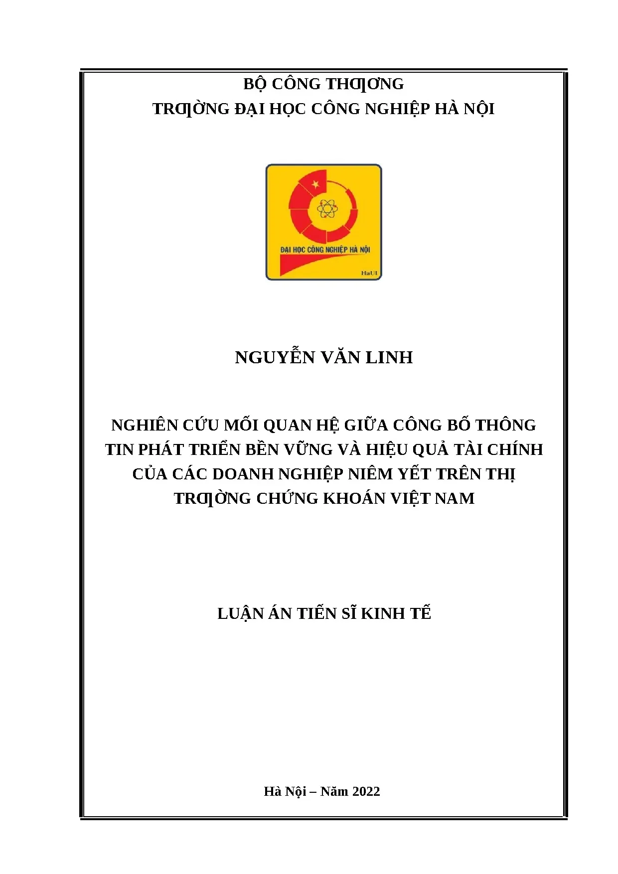 Nguyễn văn linh luận án tiến sĩ 2022