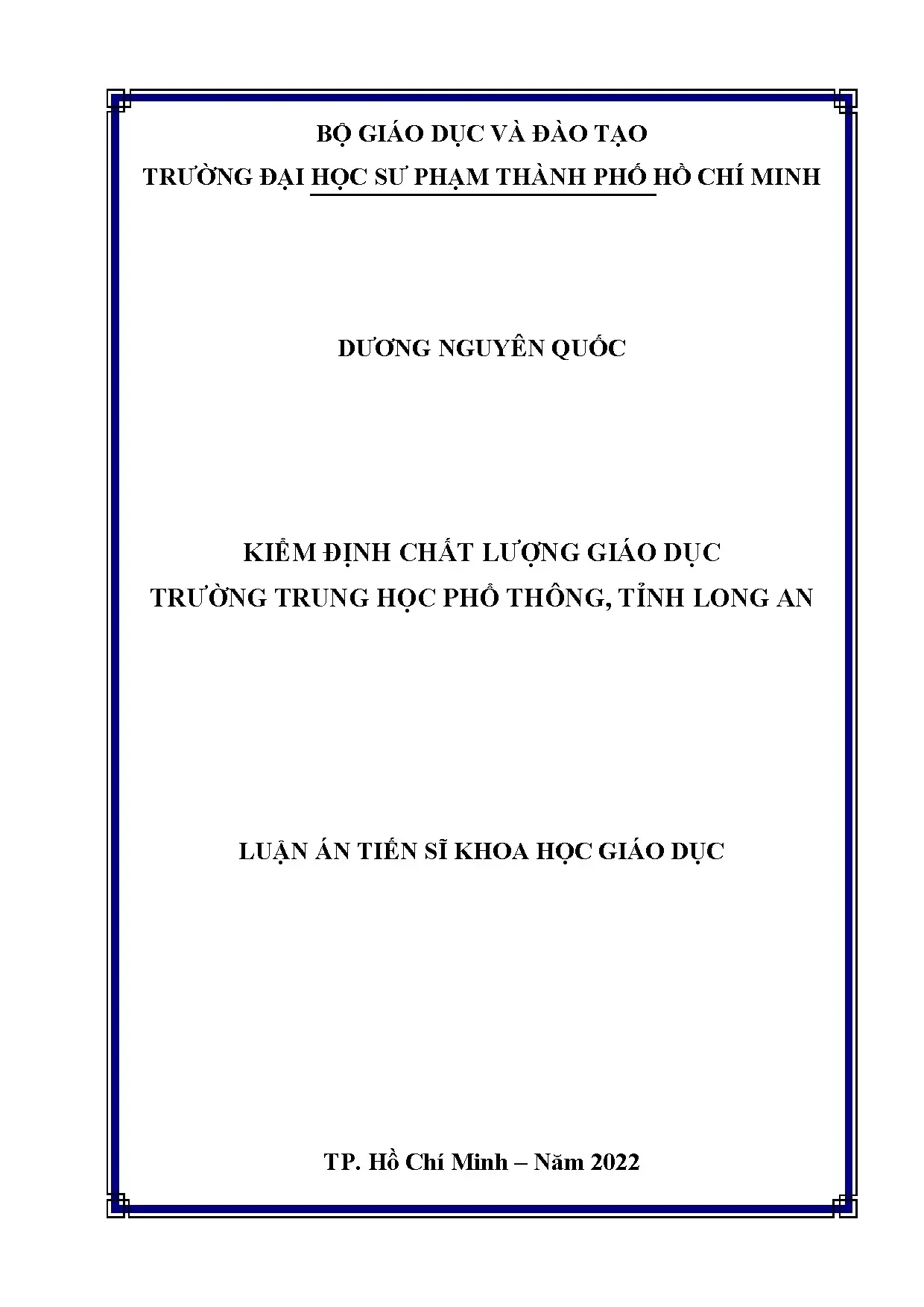 Kiểm định chất lượng giáo dục trường trung học phổ thông tỉn