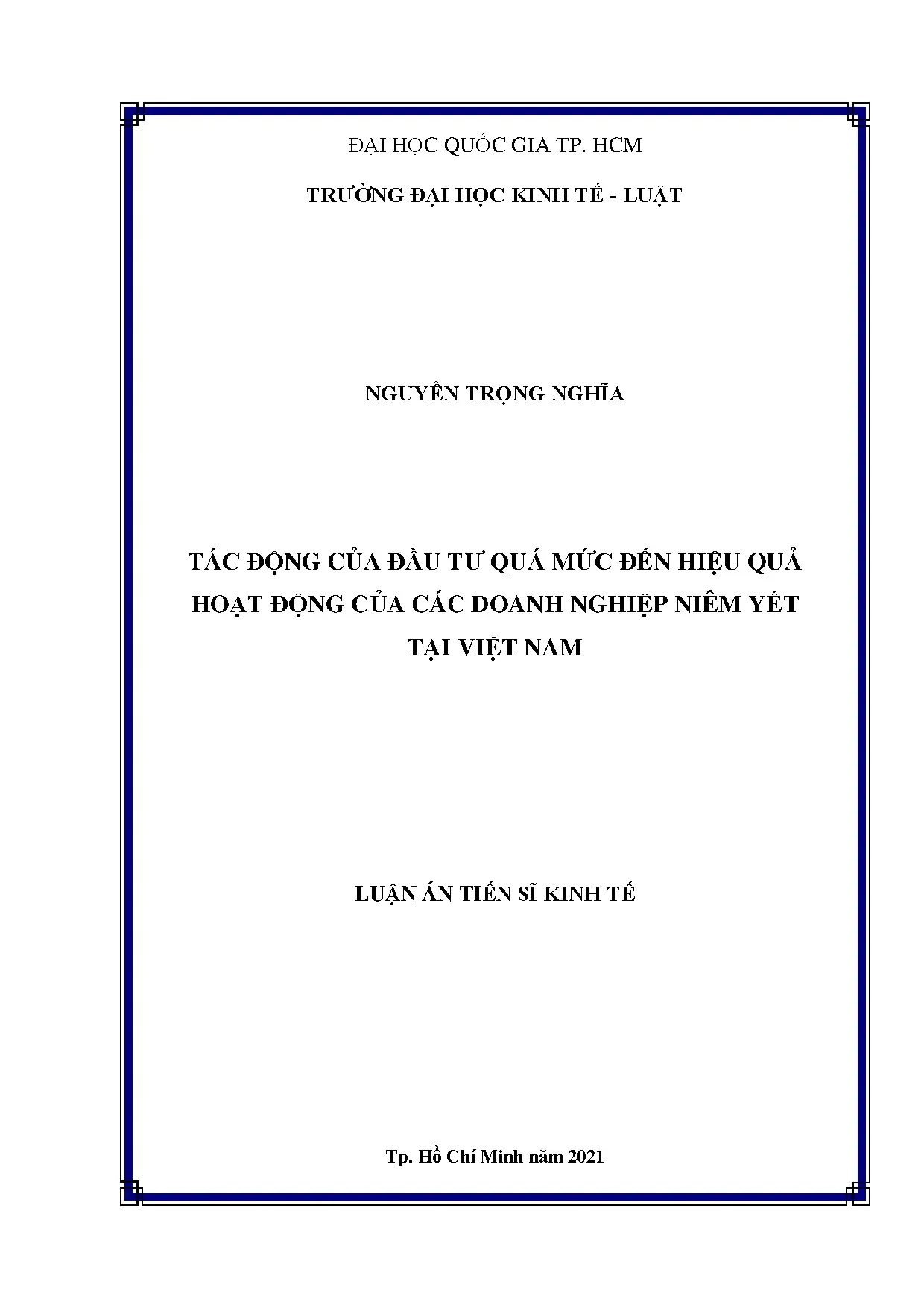 Tác động đầu tư quá mức đến hiệu quả doanh nghiệp niêm yết Việt Nam