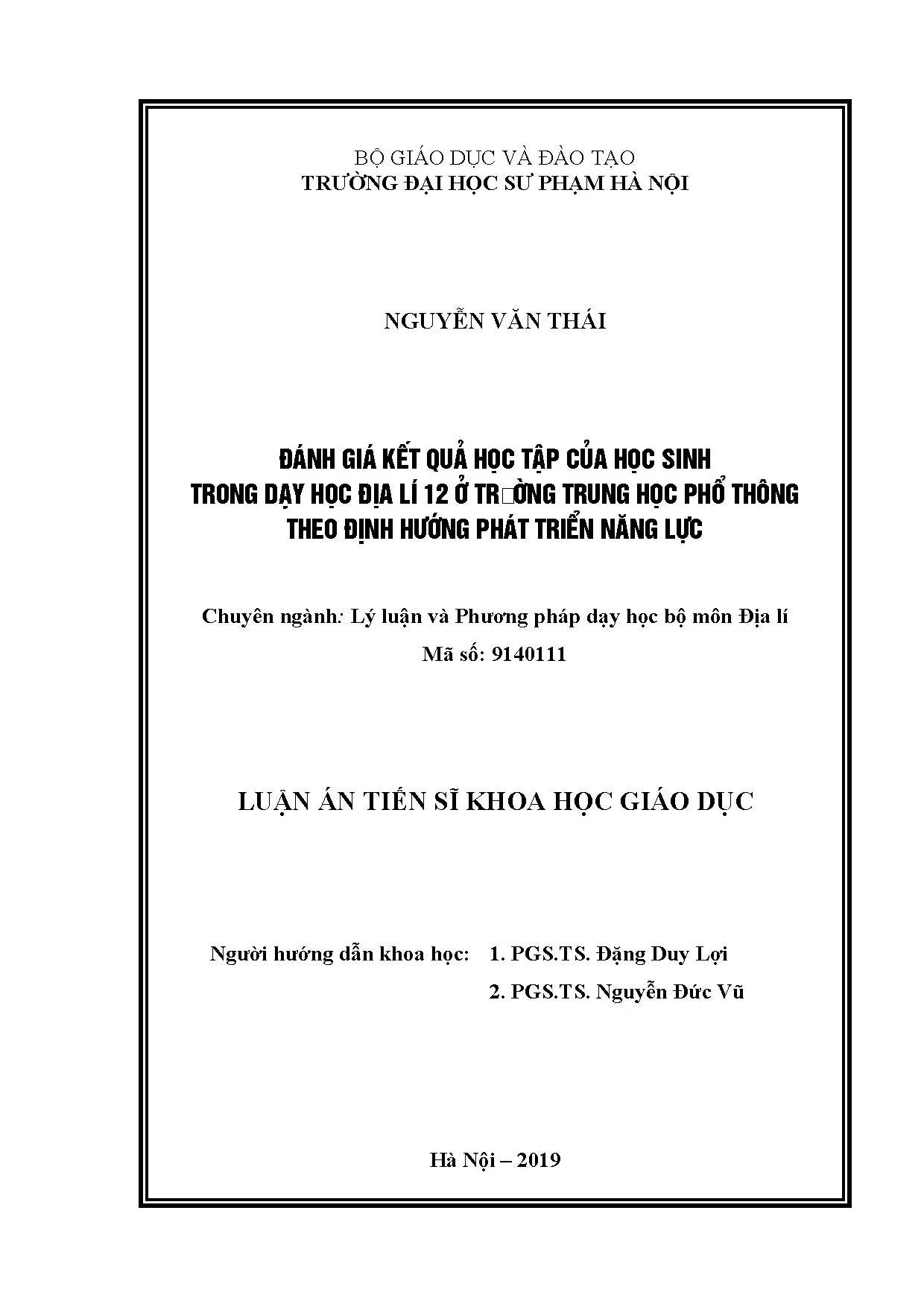 Luận án tiến sĩ đánh giá kết quả học tập của học sinh trong