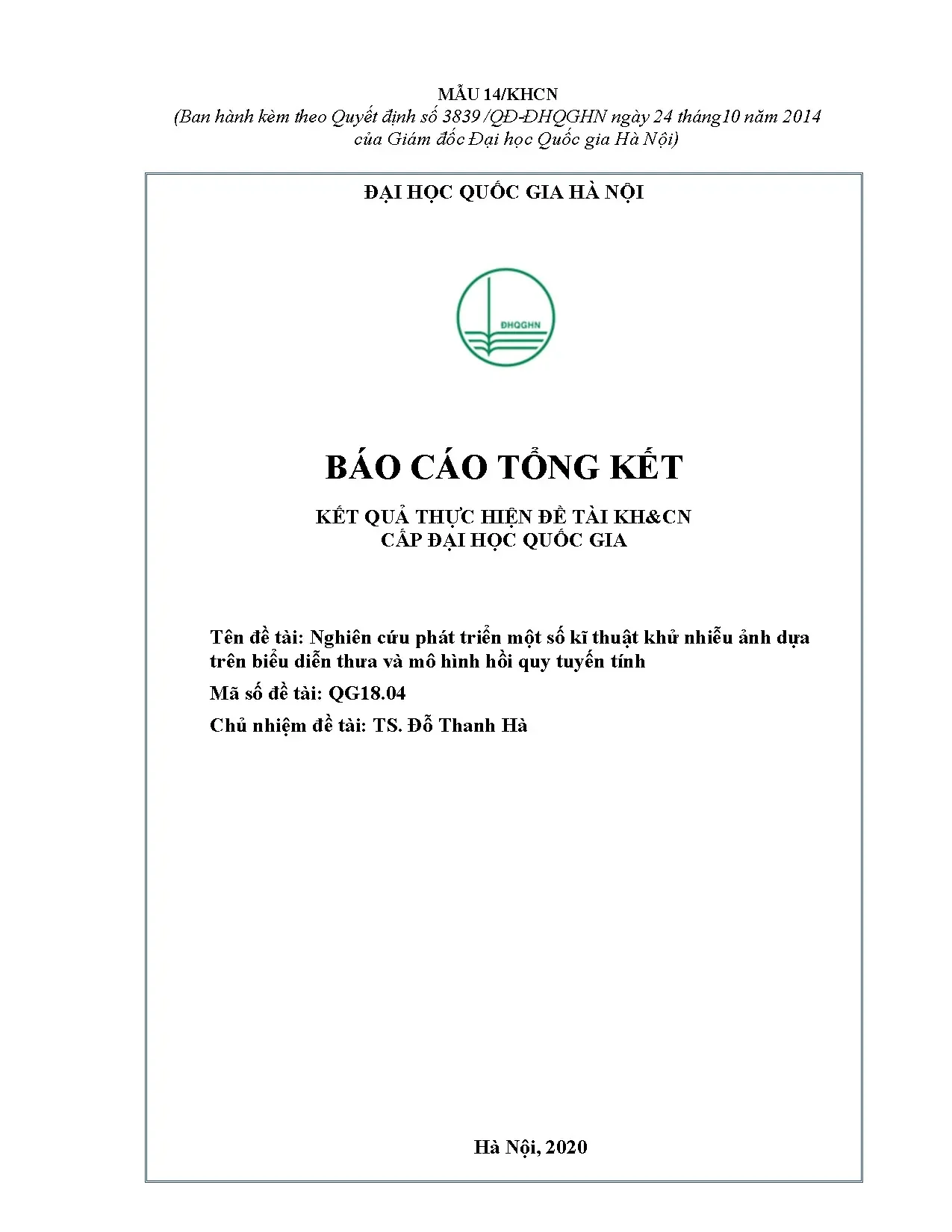 Khử nhiễu ảnh: Biểu diễn thưa và hồi quy tuyến tính