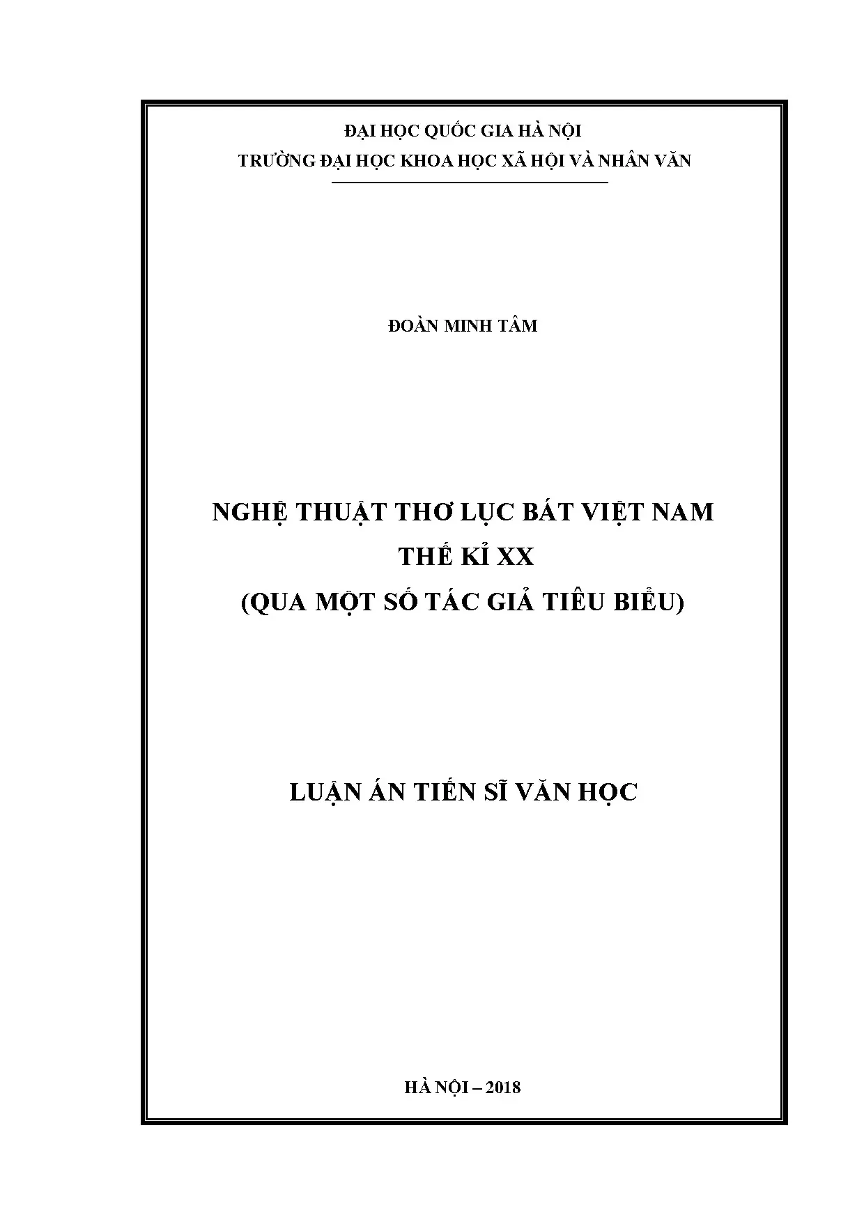 Nghiên cứu nghệ thuật thơ lục bát Việt Nam thế kỉ XX