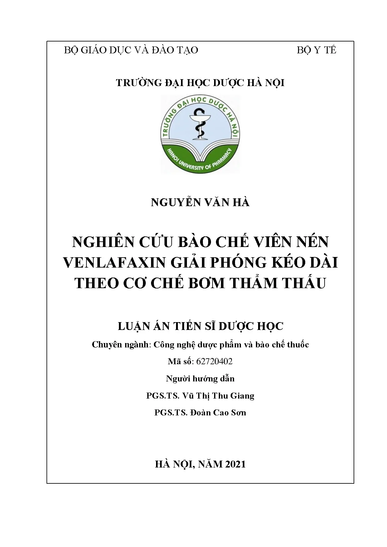 Bào chế viên nén Venlafaxin thẩm thấu giải phóng kéo dài