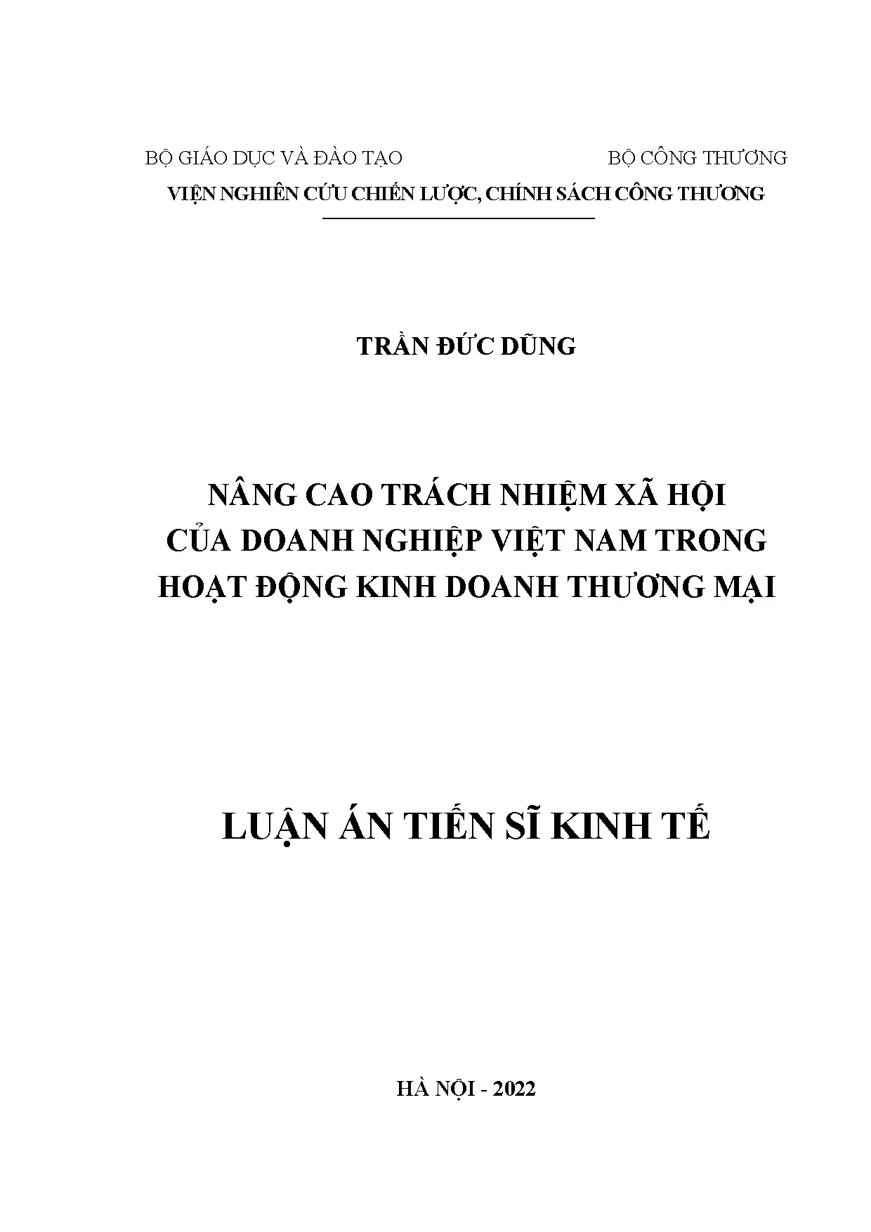 Trách nhiệm xã hội doanh nghiệp Việt Nam trong kinh doanh thương mại