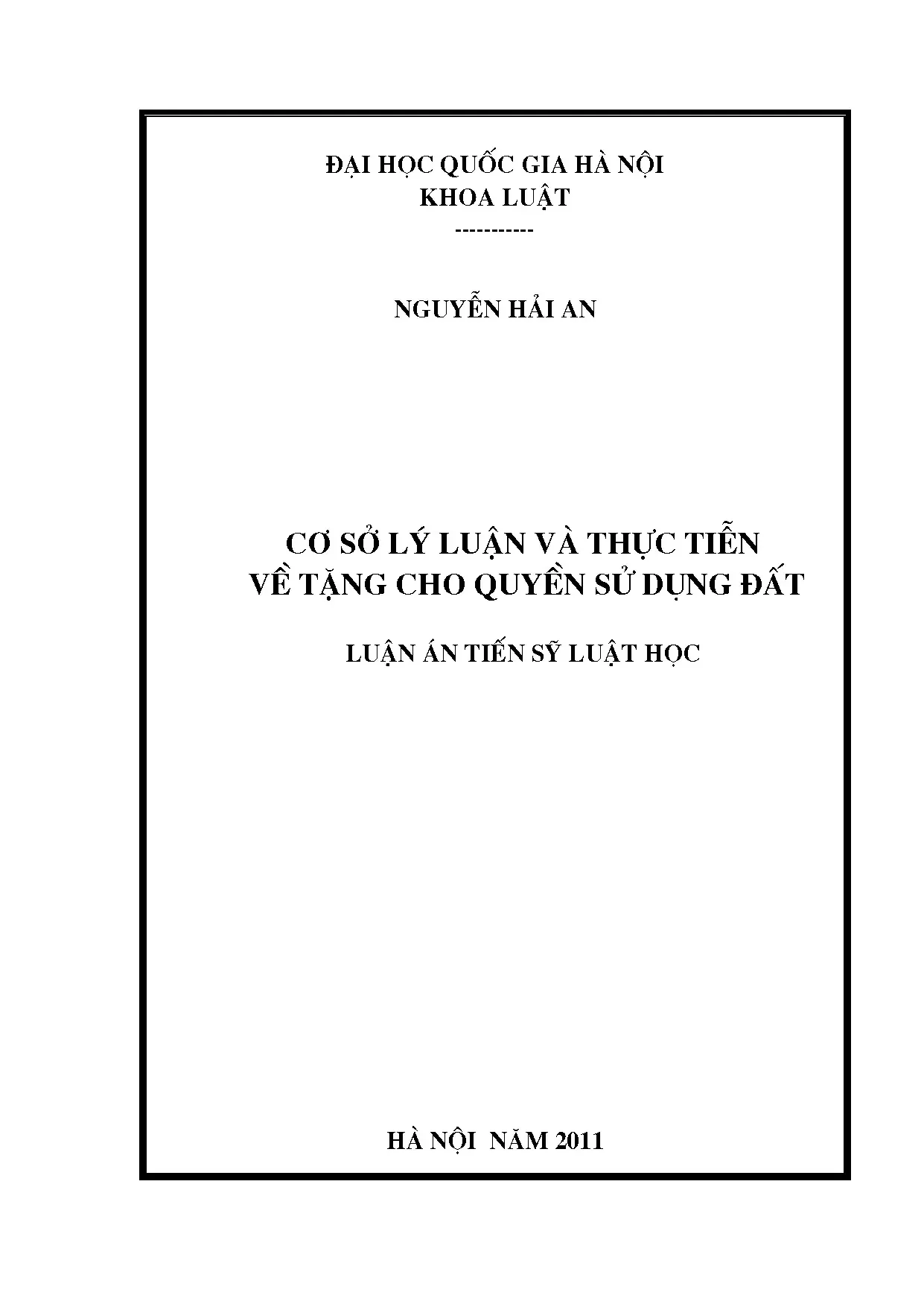 Luận văn thạc sĩ cơ sở lý luận và thực tiễn về tặng cho quyề