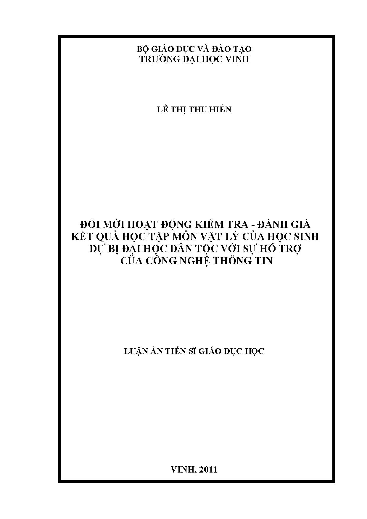 Luận án tiến sĩ giáo dục học đổi mới hoạt động kiểm tra đánh