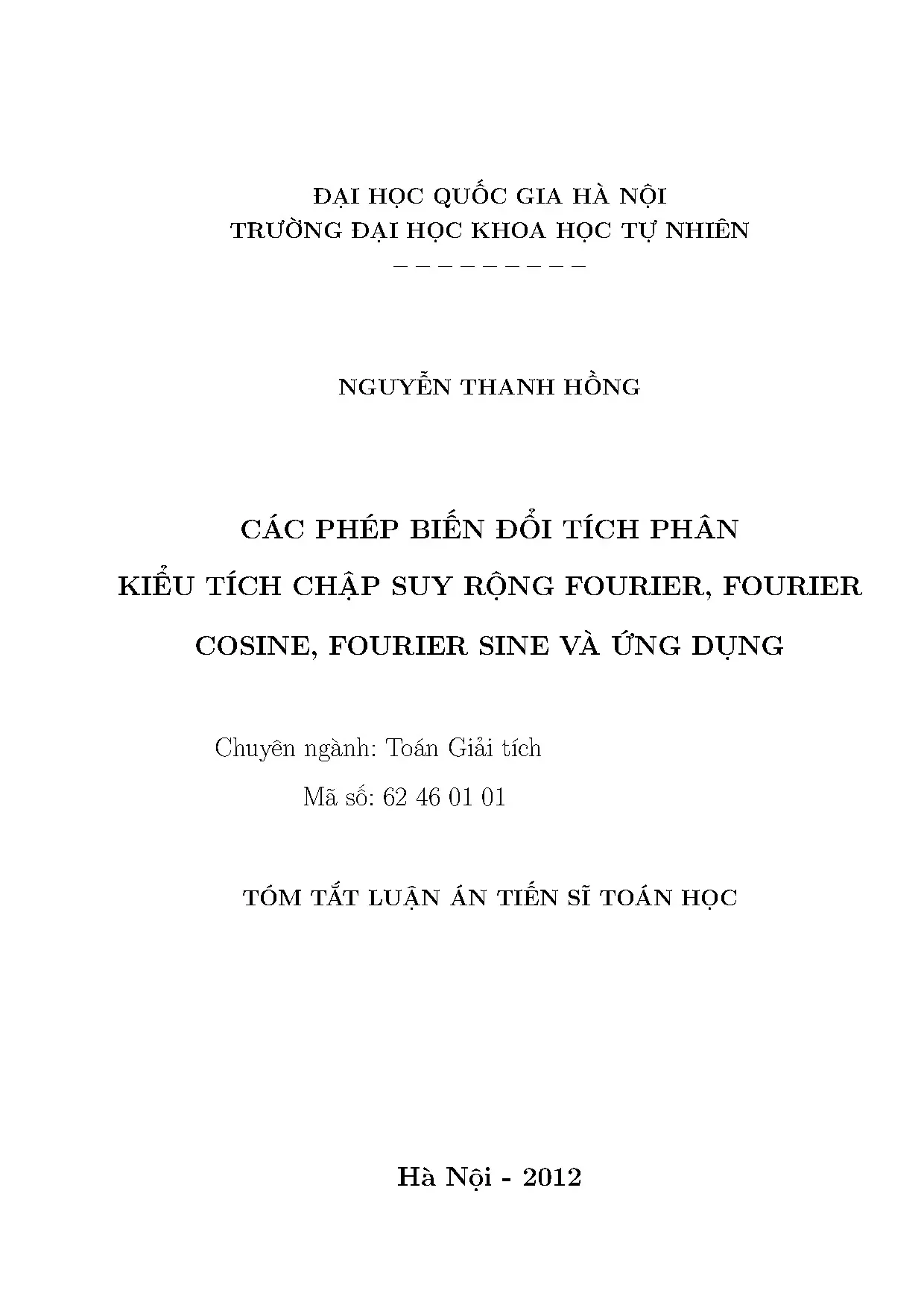 Phép Biến Đổi Tích Phân Kiểu Tích Chập Suy Rộng và Ứng Dụng