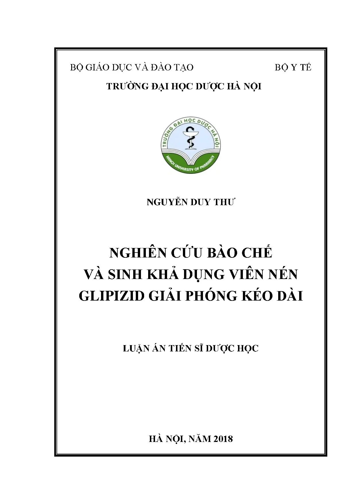 Bào chế và sinh khả dụng viên nén Glipizid kéo dài