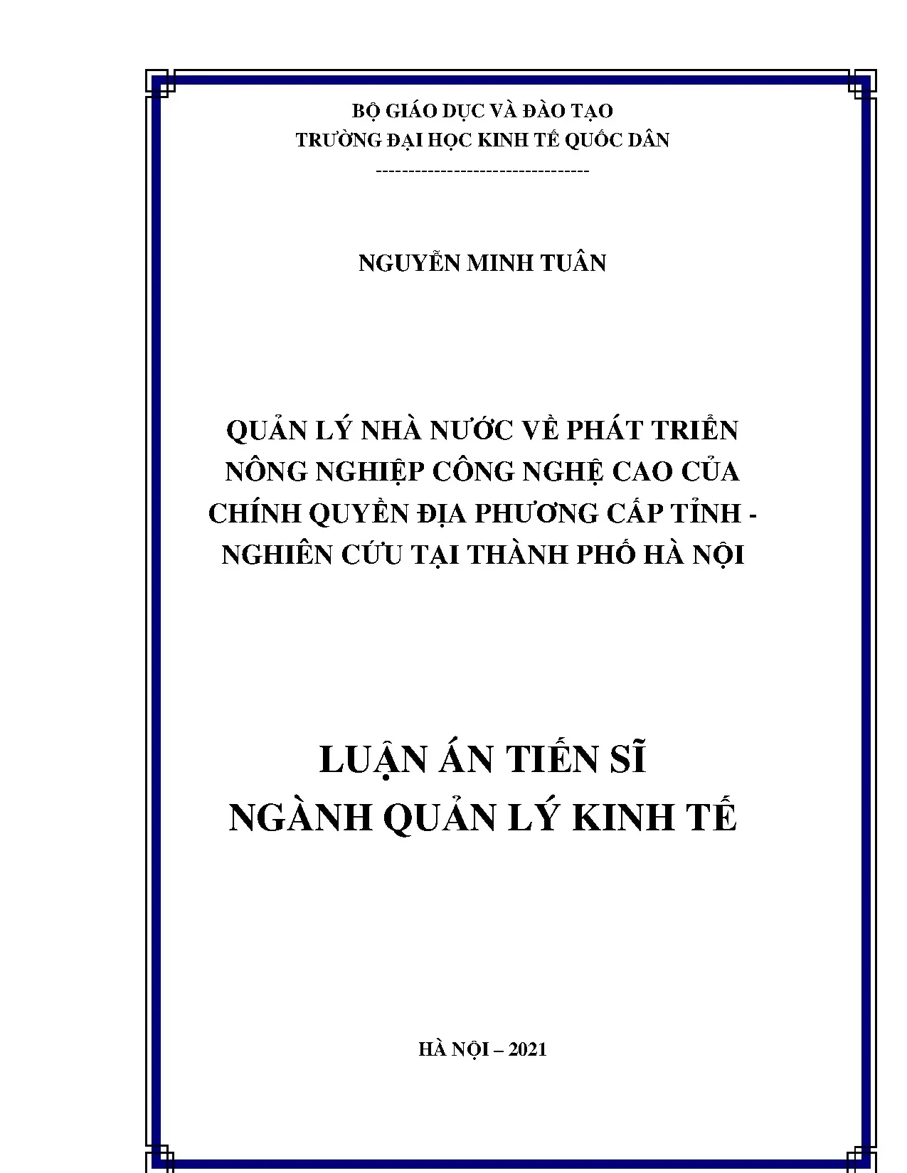 Quản lý nhà nước về nông nghiệp công nghệ cao tại Hà Nội