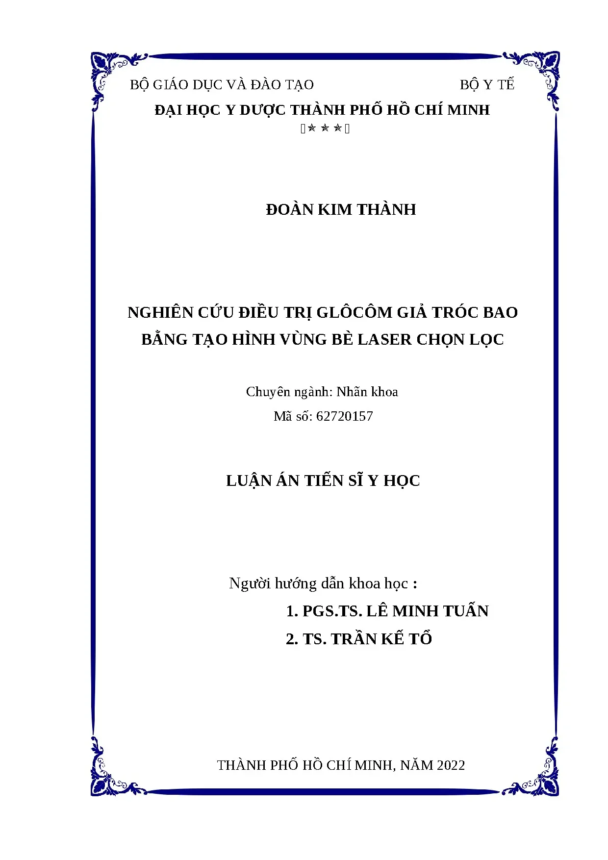 Luận án: Điều trị Glôcôm Giả Tróc Bao bằng Laser