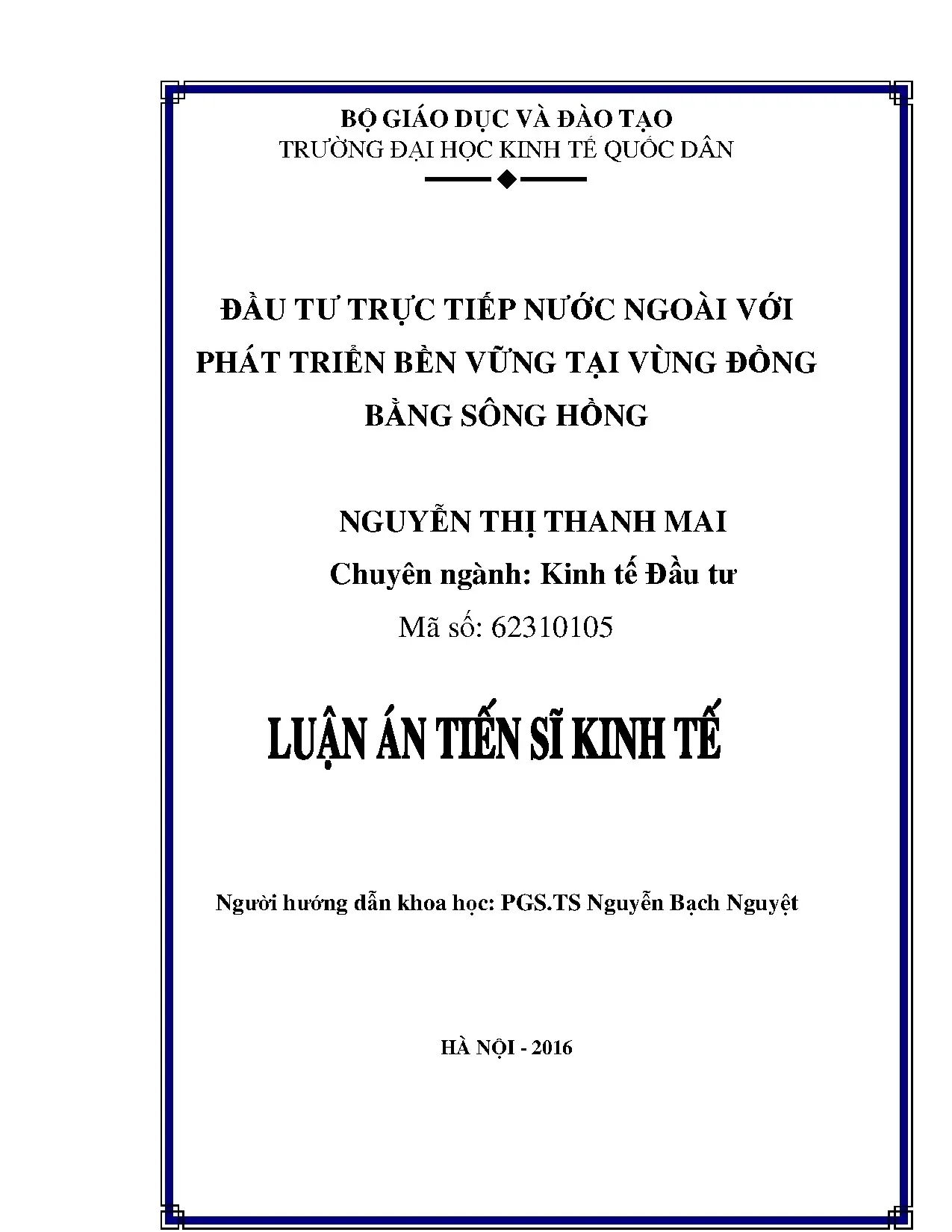 Luận án tiến sĩ đầu tư trực tiếp nước ngoài fdi với phát tri