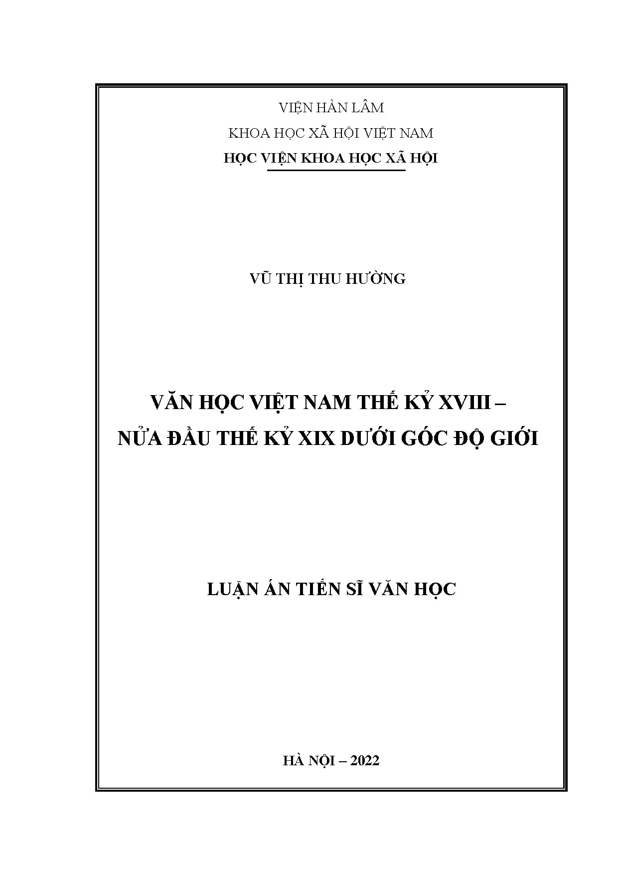 Luận án tiến sĩ văn học việt nam thế kỷ xviii nửa đầu thế kỷ