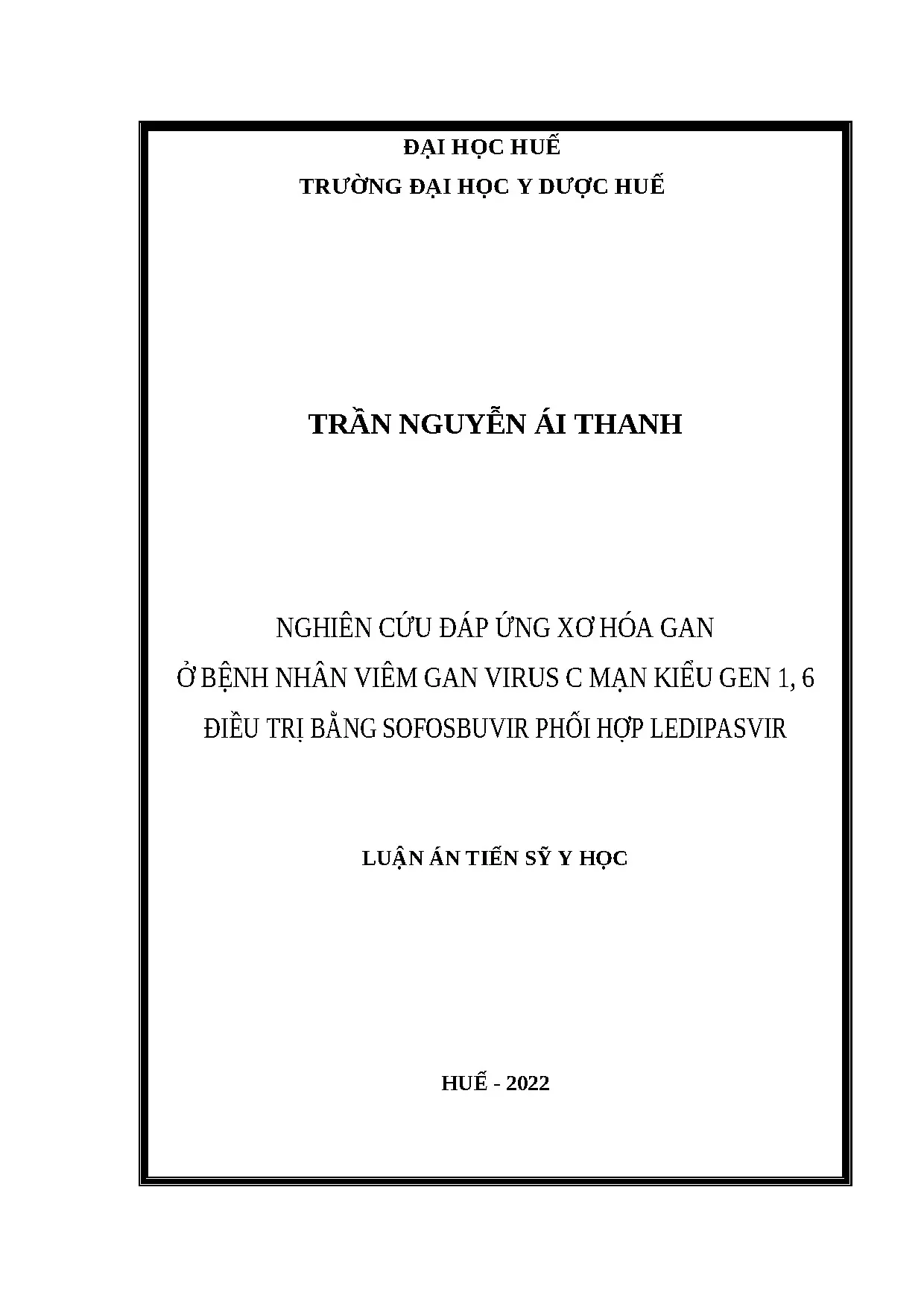 Luận án tiến sỹ y khoa nghiên cứu đáp ứng xơ hóa gan ở bệnh